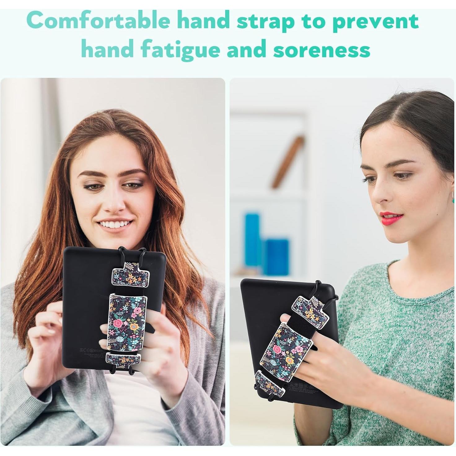 Correa de Mano para Kindle y Tabletas - Xiviers - Flor Negra