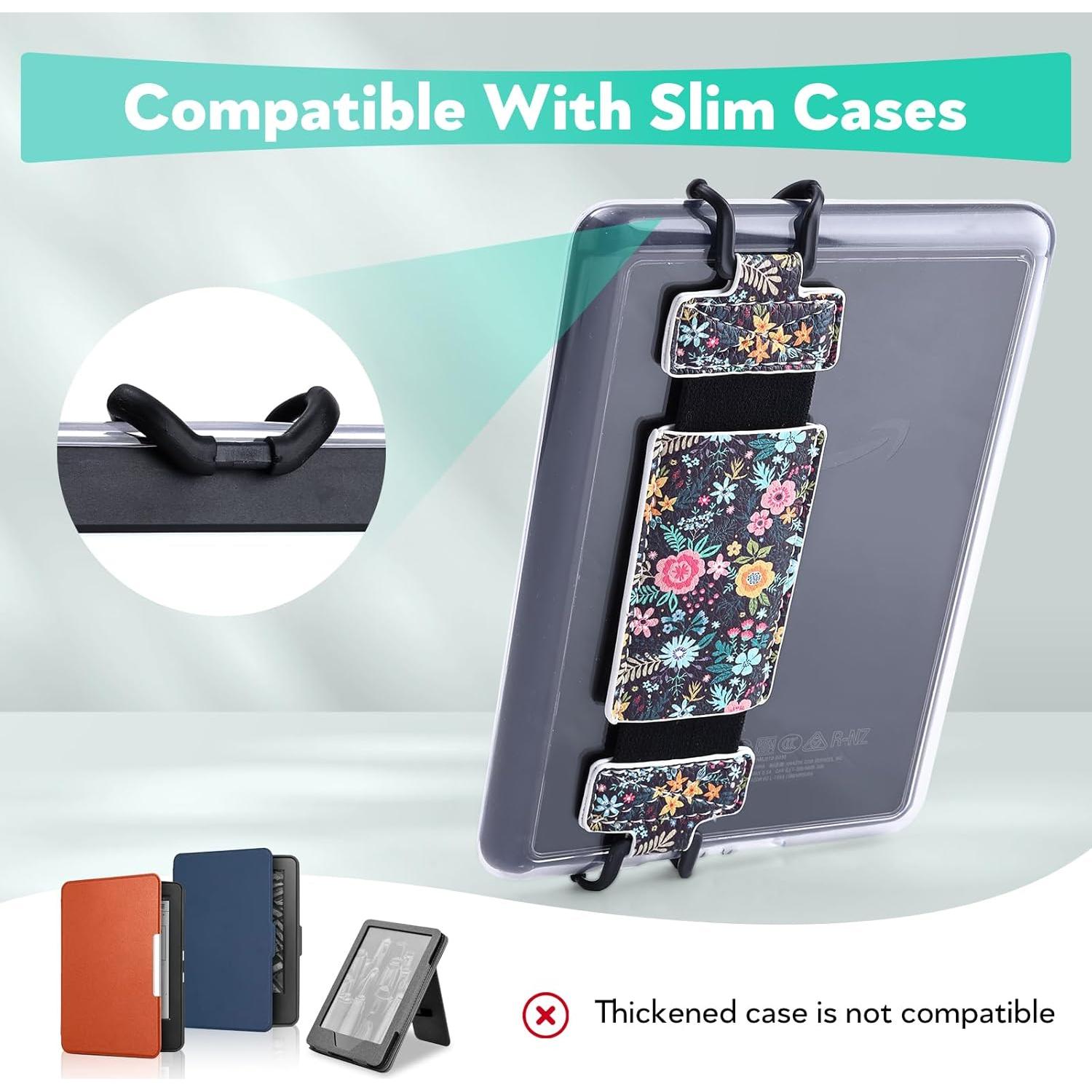 Correa de Mano para Kindle y Tabletas - Xiviers - Flor Negra