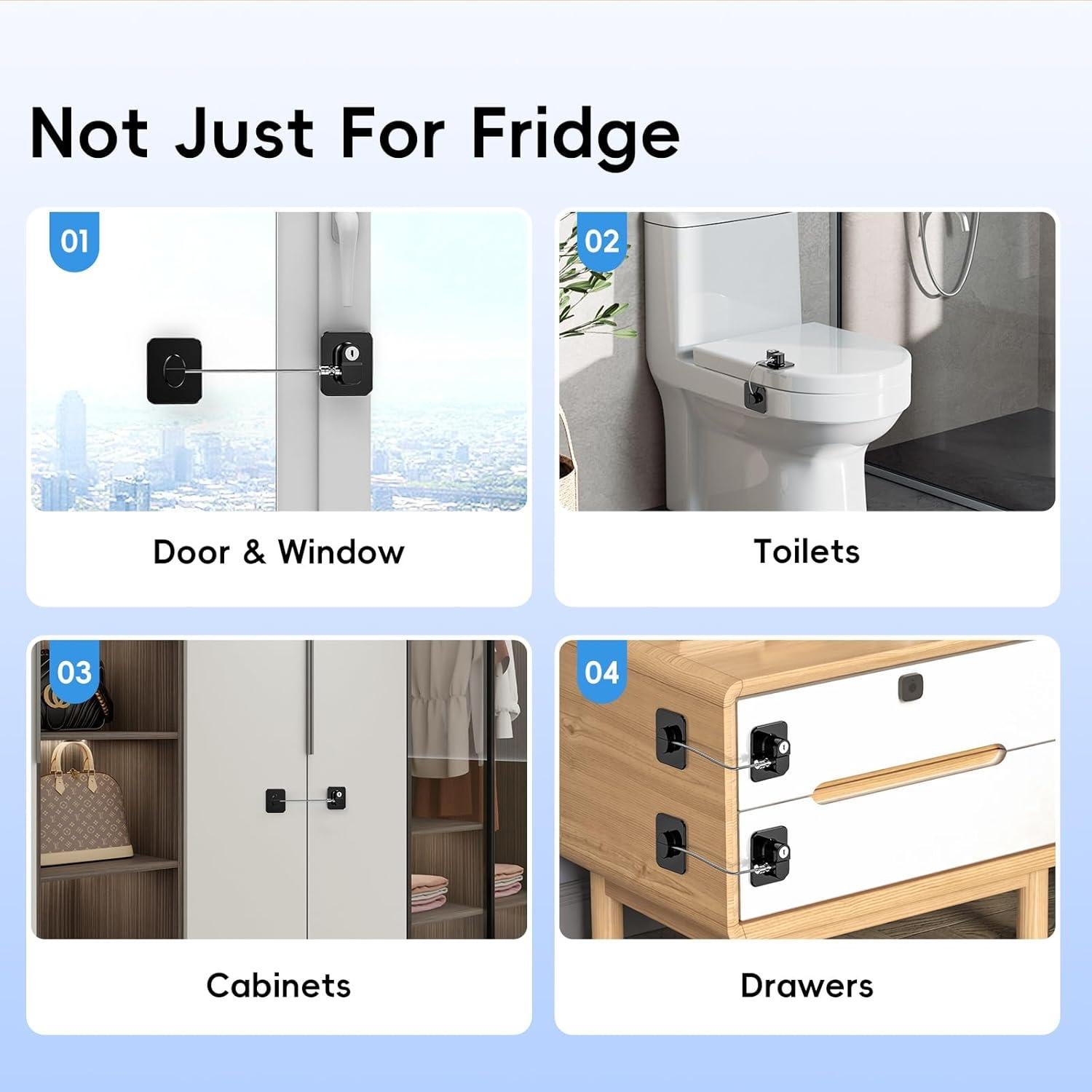 Cerradura de Seguridad para Refrigerador WILNIRY - 2 Pcs Negra