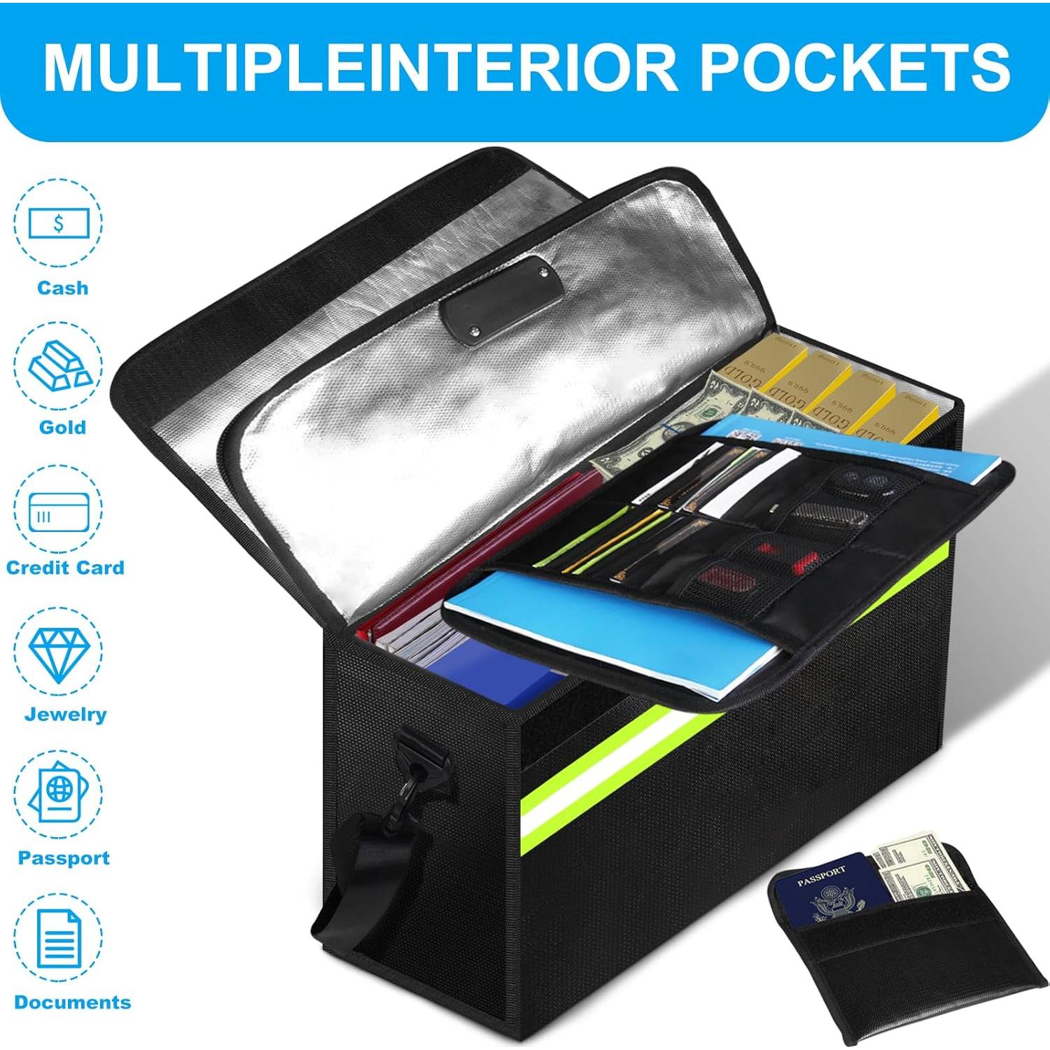 Bolsa a Prueba de Fuego WJTZDZ Grande 40x30x13 cm con Cerradura