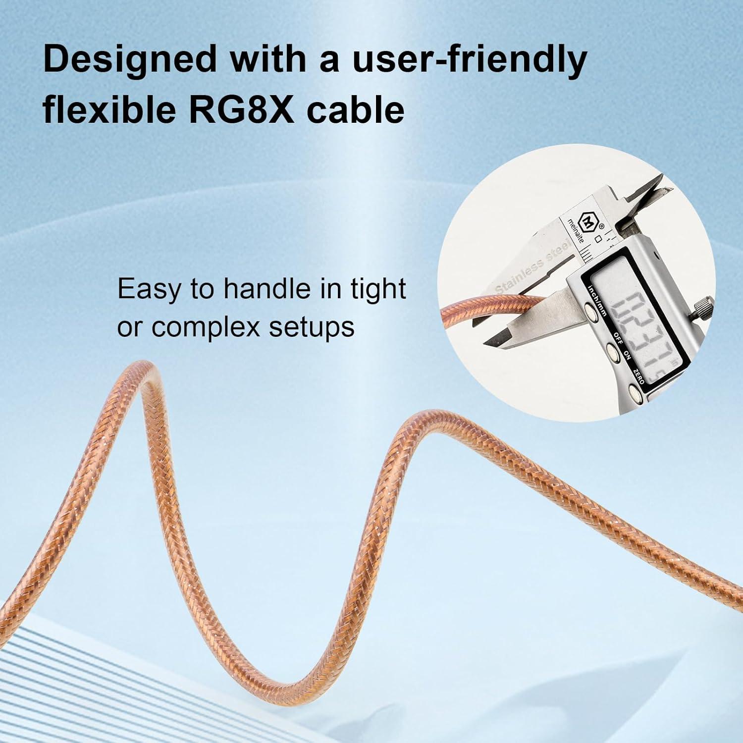 Cable Coaxial RG8X 1FT XRDS-RF con Conectores UHF PL259