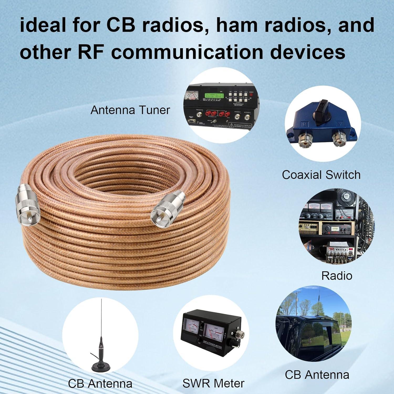 Cable Coaxial RG8X 1FT XRDS-RF con Conectores UHF PL259