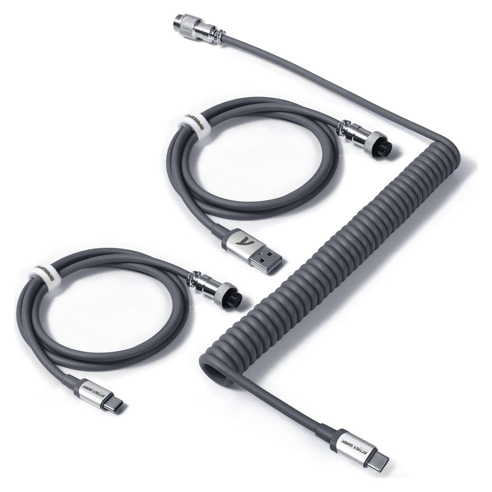 Cable USB-C Enrollado ATTACK SHARK 2 en 1 para Teclado