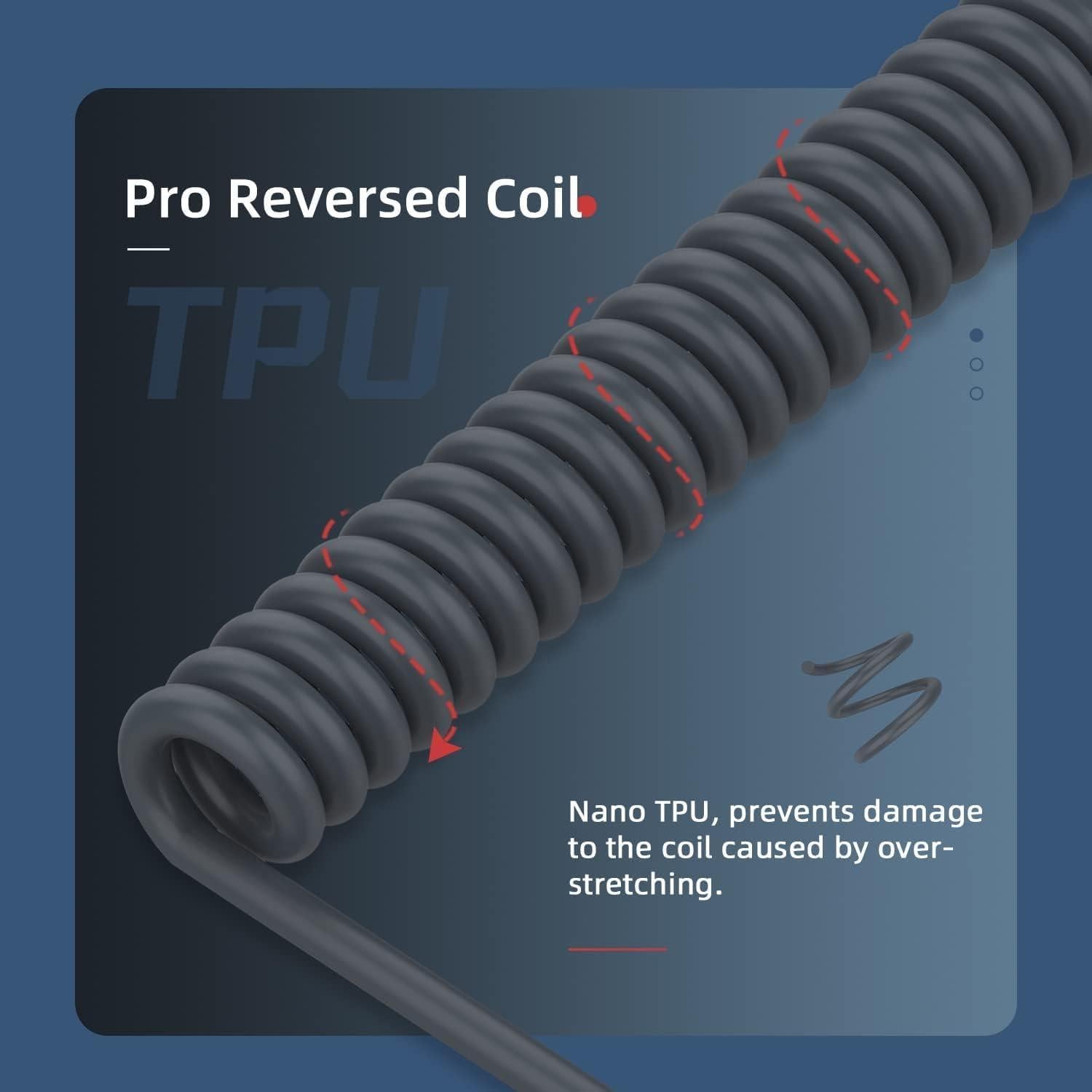 Cable USB-C Enrollado ATTACK SHARK 2 en 1 para Teclado