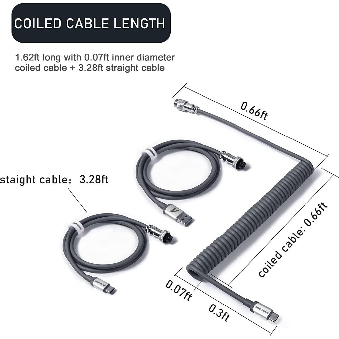 Cable USB-C Enrollado ATTACK SHARK 2 en 1 para Teclado