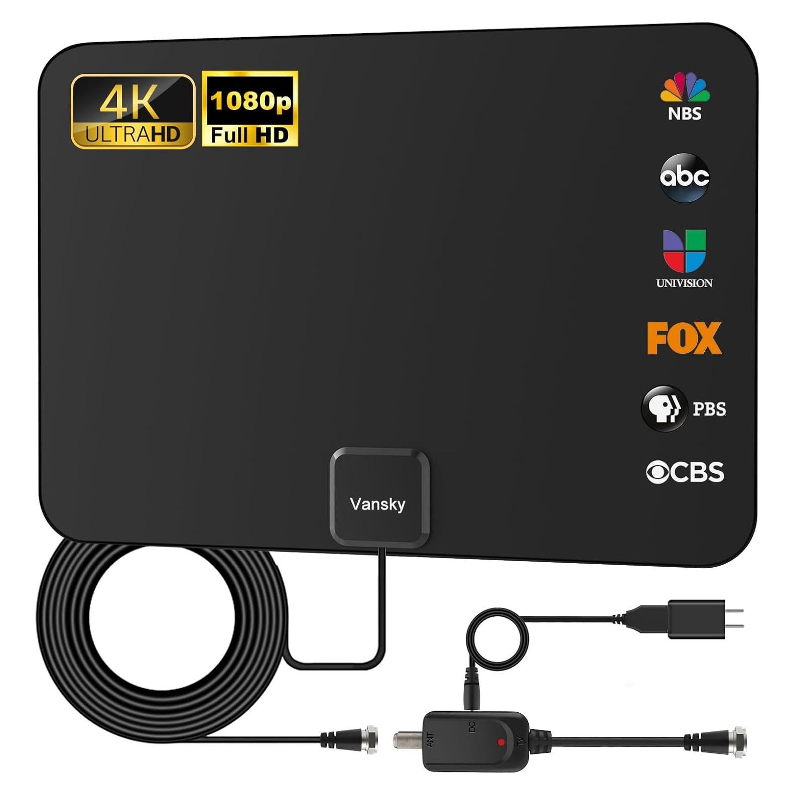 Antena de TV Interior Vansky VS-TX01 Amplificada 1080p 5m