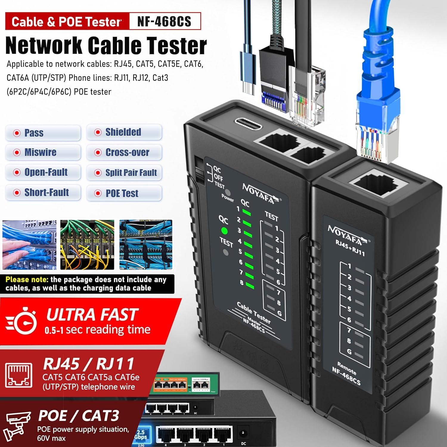 Probador de Cable de Red NF-468CS RJ45 RJ11 CAT5 CAT6
