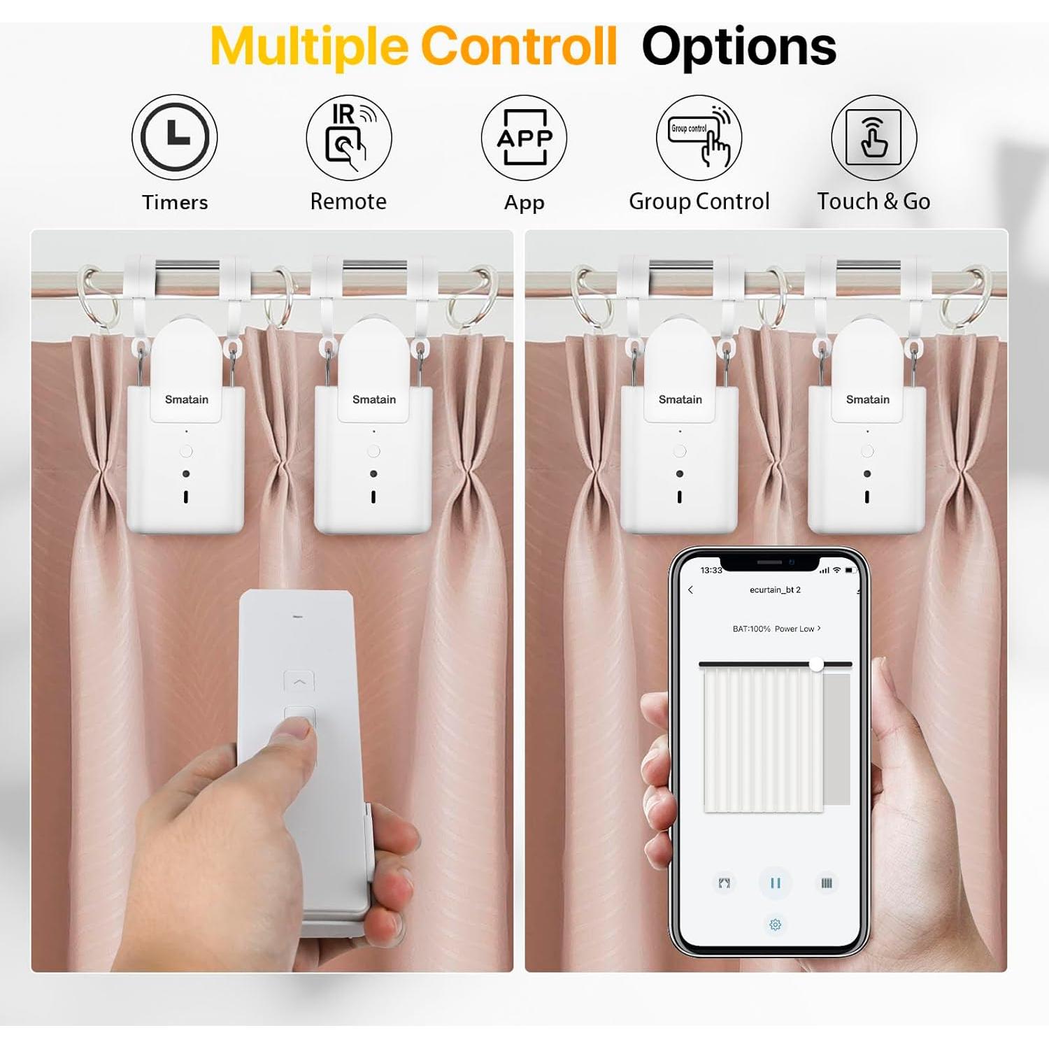 Abridor de Cortinas Automático Smatain - Control Remoto y Voz