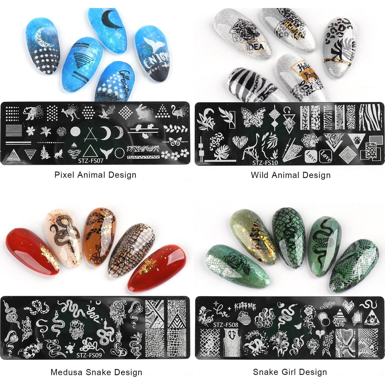 Kit de Estampado de Uñas JERCLITY 8 Placas Acero Inoxidable