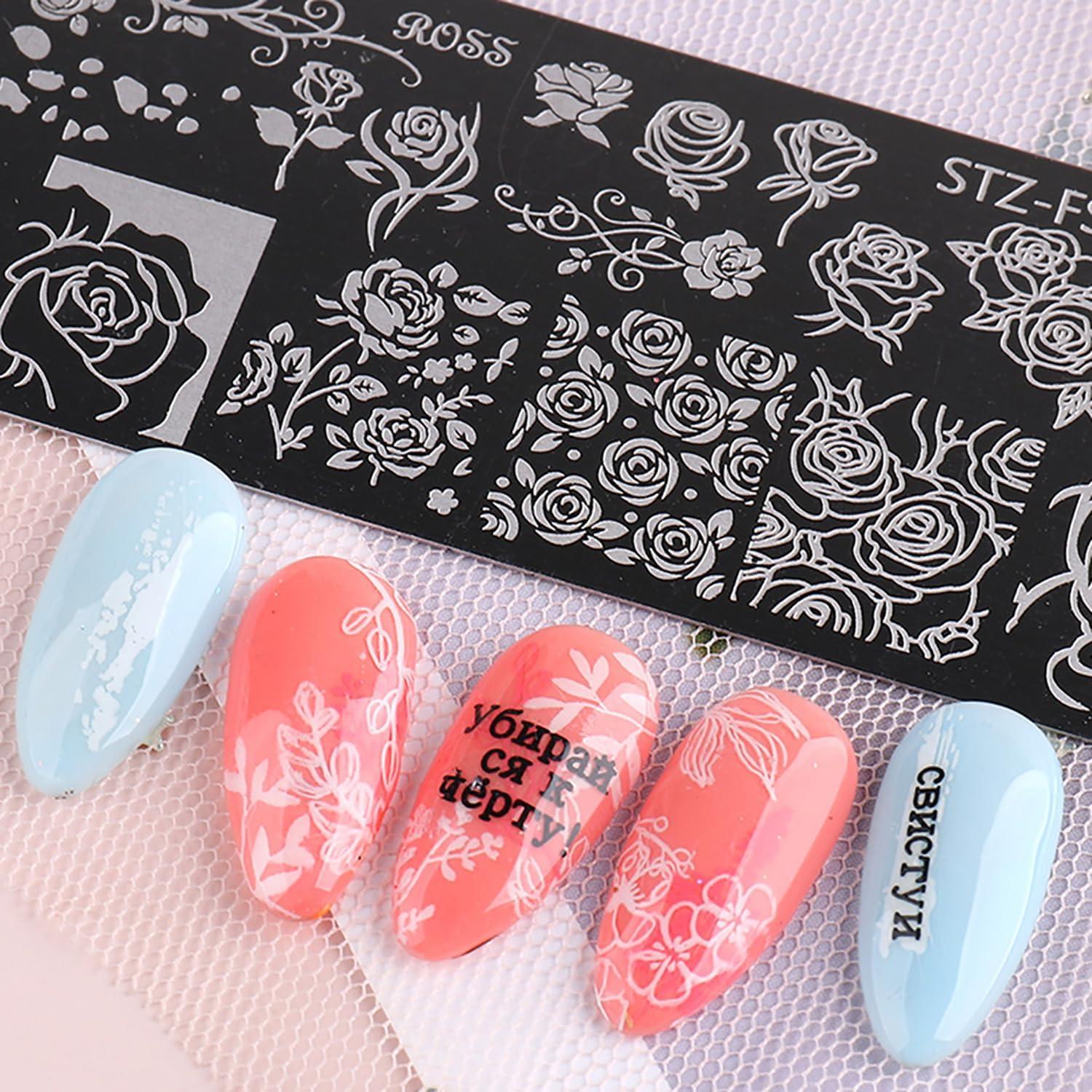 Kit de Estampado de Uñas JERCLITY 8 Placas Acero Inoxidable