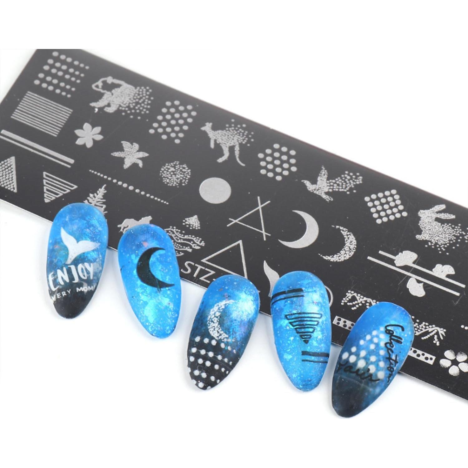 Kit de Estampado de Uñas JERCLITY 8 Placas Acero Inoxidable