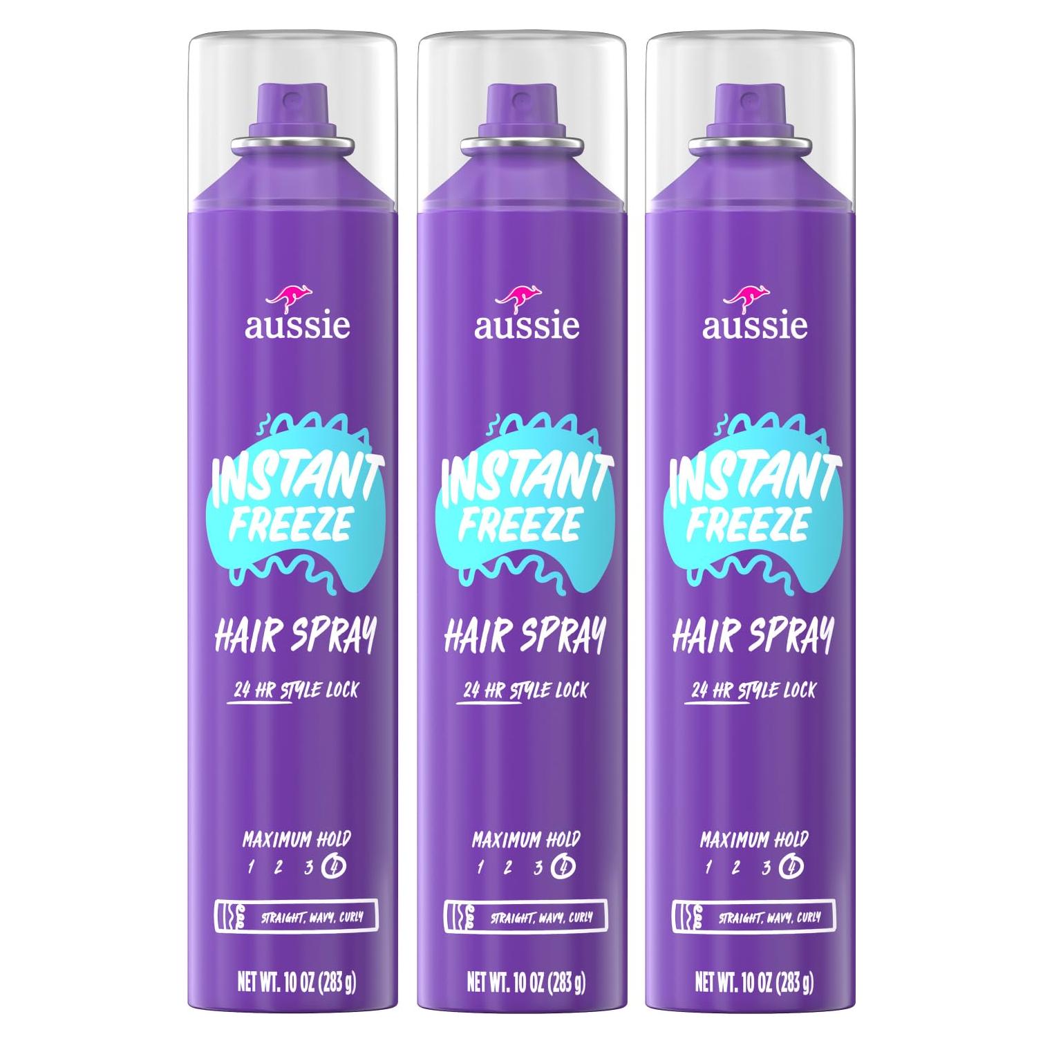 Spray para Cabello Aussie Instant Freeze 295 ml - Paquete de 3