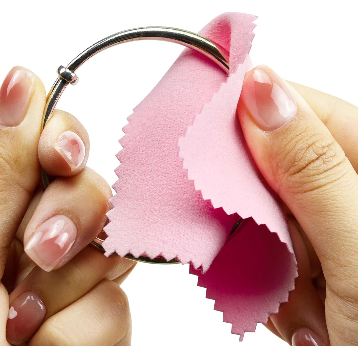 Paño de limpieza de joyería PLJ 120 piezas microfibra rosa