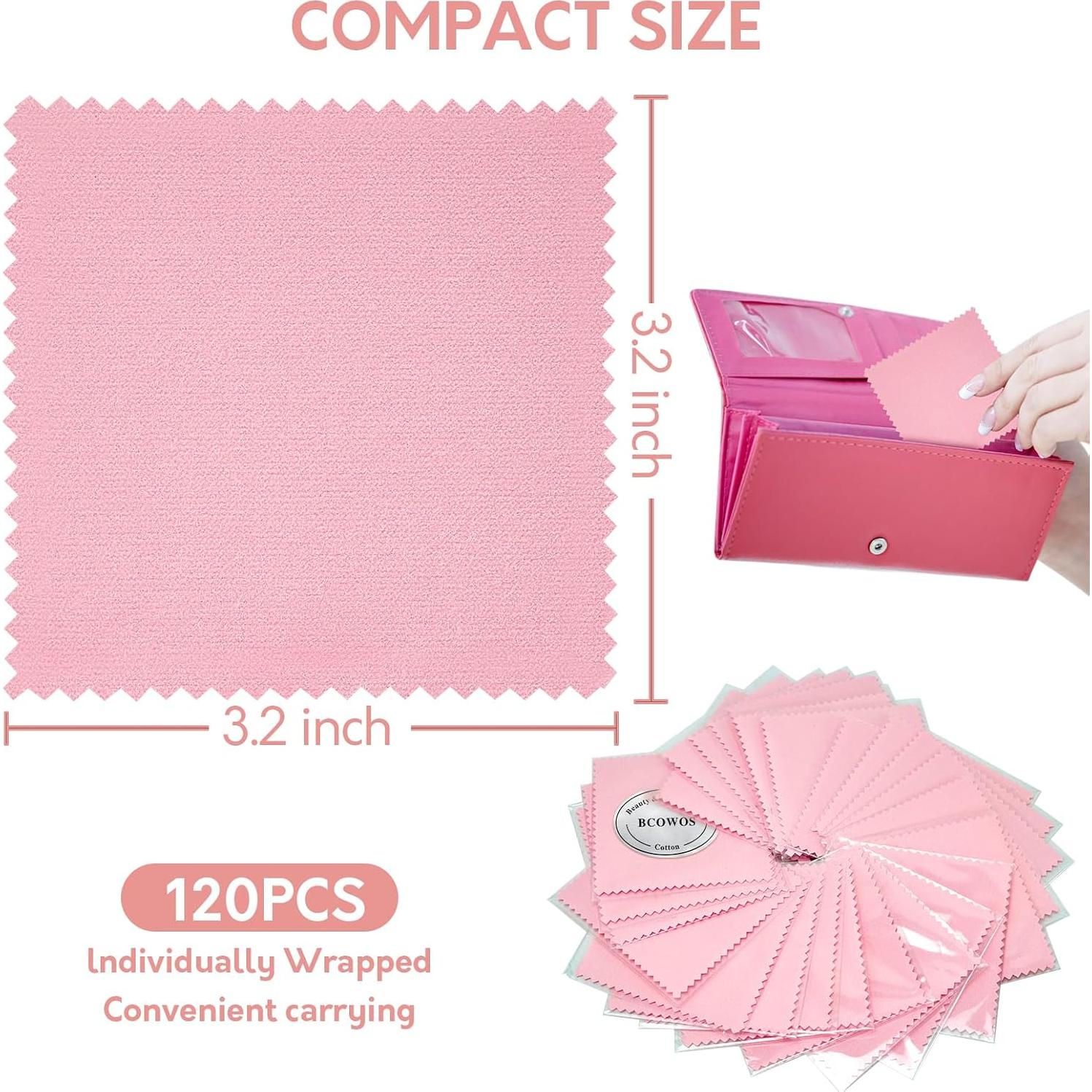 Paño de limpieza de joyería PLJ 120 piezas microfibra rosa