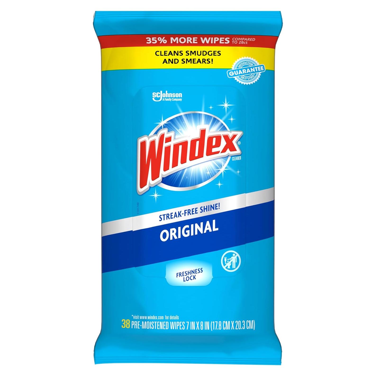 Toallitas de limpieza Windex sin amoníaco 38 unidades