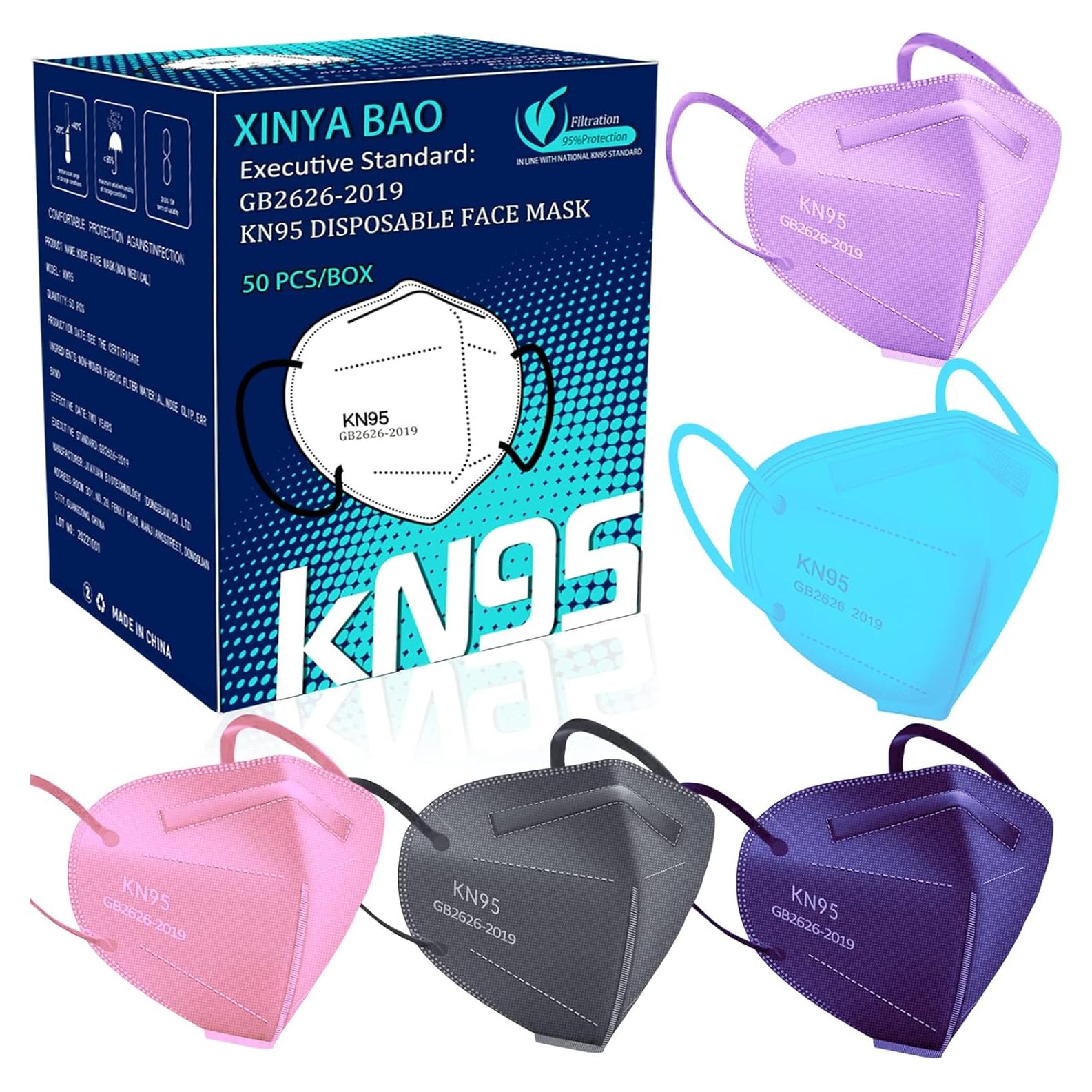 Mascarillas KN95 XINYA BAO 50 Paquetes 5 Capas Eficiencia >95%