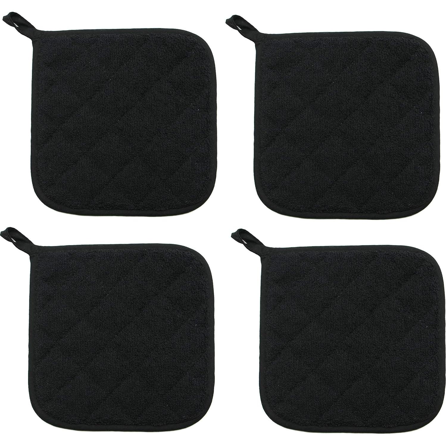 Juego de 4 Agarradores de Olla GQZLUCK Algodón Negro 17.78cm