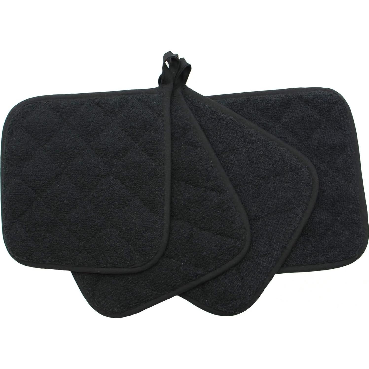 Juego de 4 Agarradores de Olla GQZLUCK Algodón Negro 17.78cm