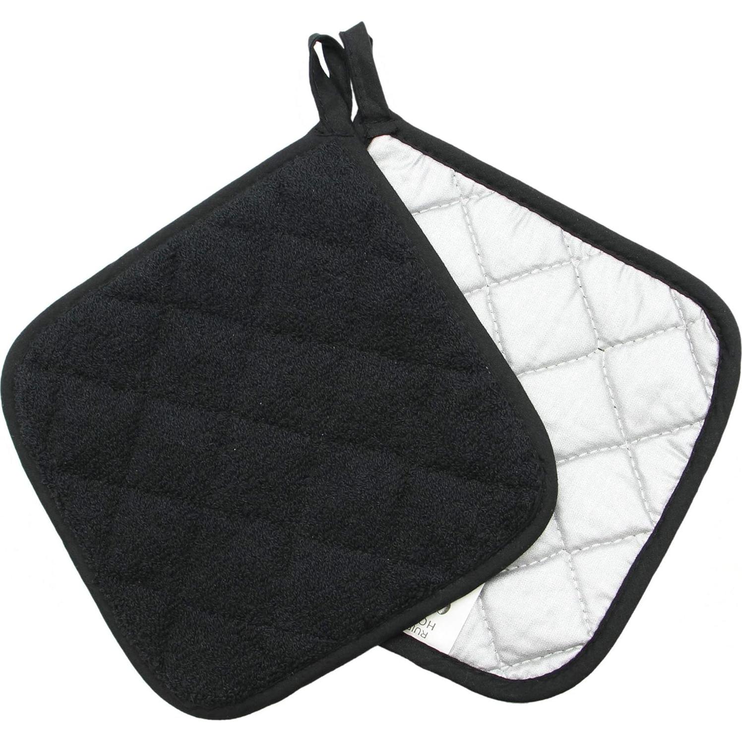 Juego de 4 Agarradores de Olla GQZLUCK Algodón Negro 17.78cm