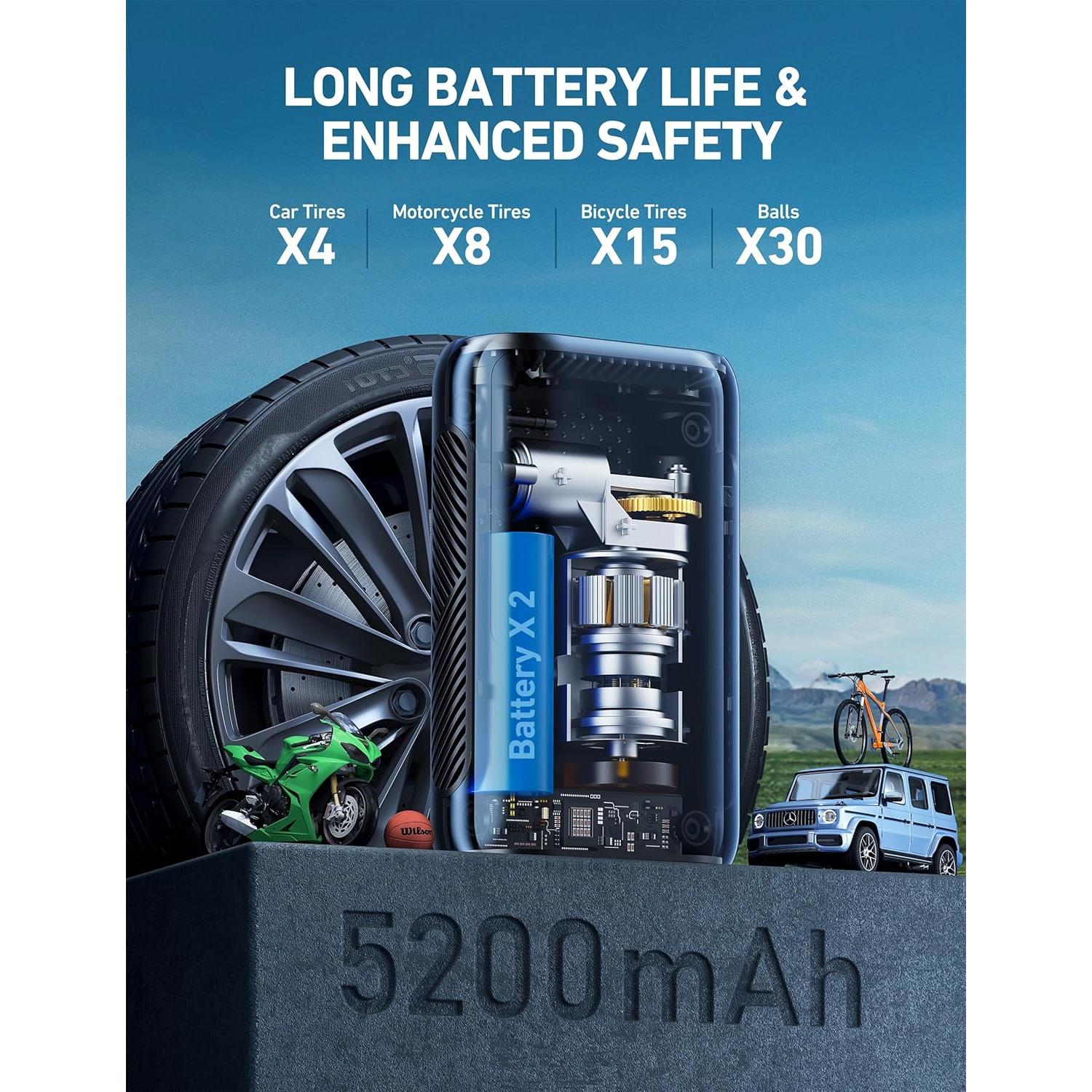 Compresor de Aire Portátil AstroAI AC19BK 150 PSI Inalámbrico