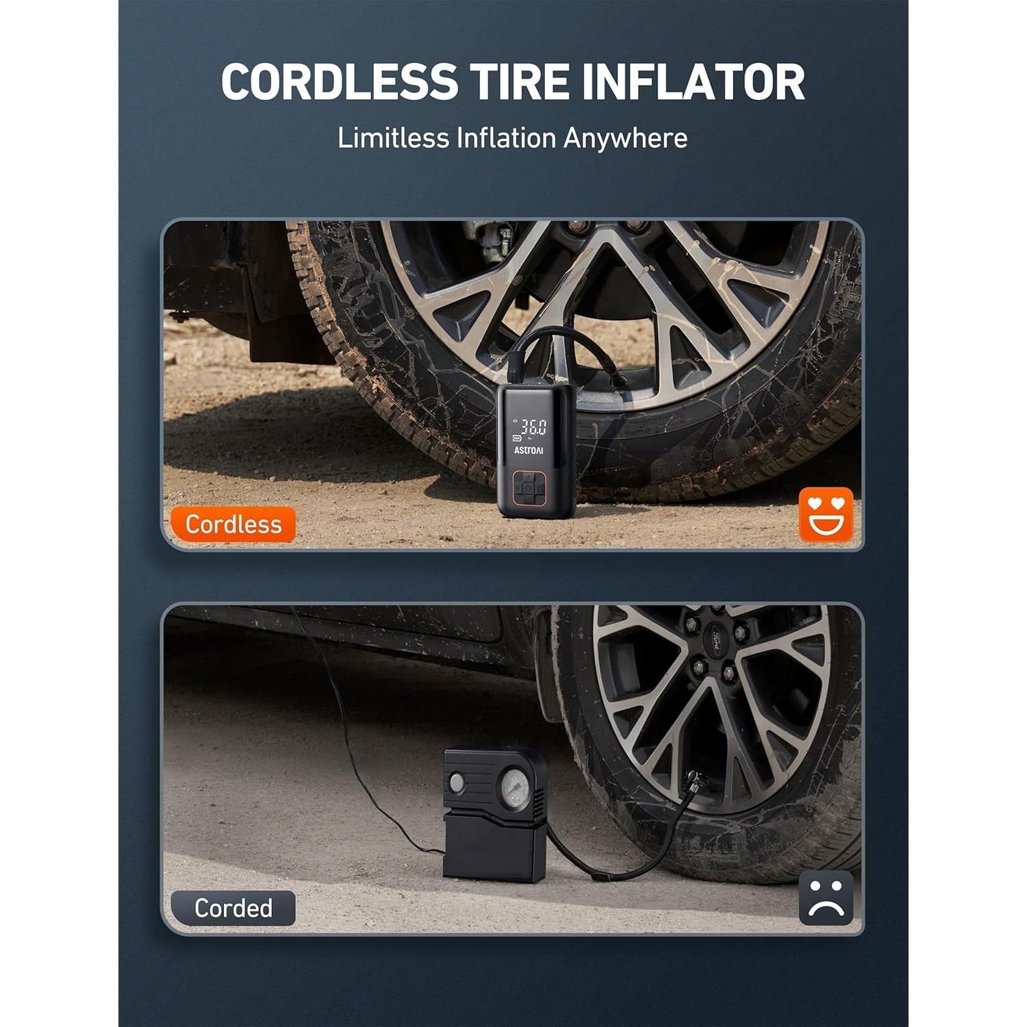 Compresor de Aire Portátil AstroAI AC19BK 150 PSI Inalámbrico