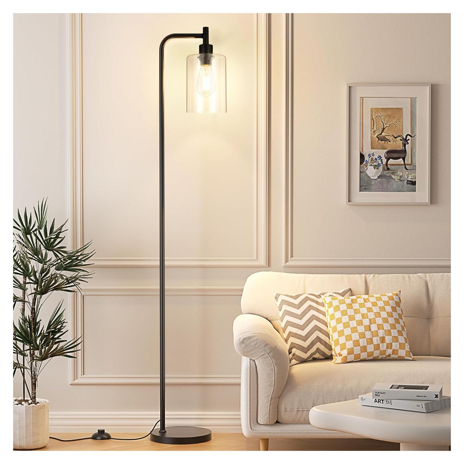 Lámpara de Pie Industrial Ziisee con Pantalla de Vidrio