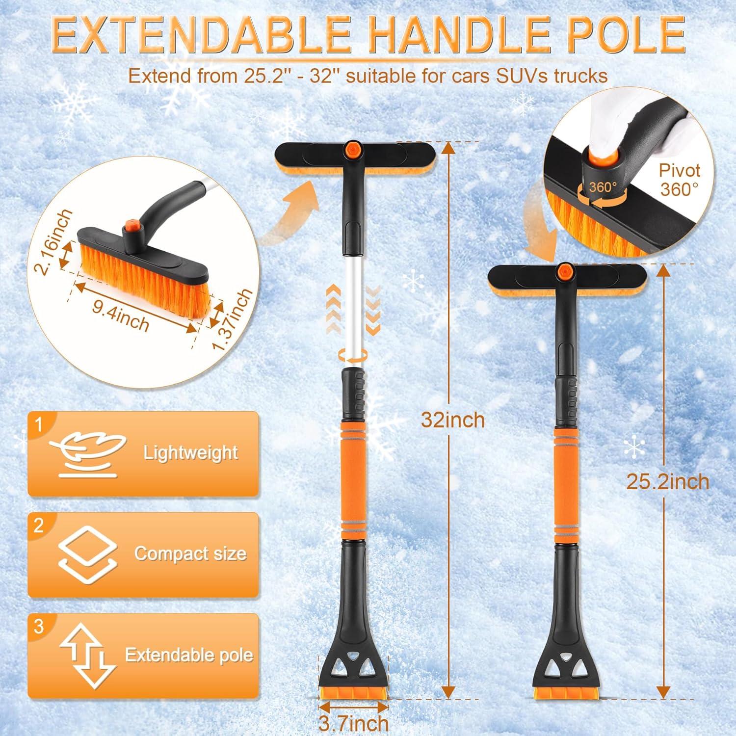 LivTee Raspador de Hielo y Cepillo de Nieve 81 cm Naranja