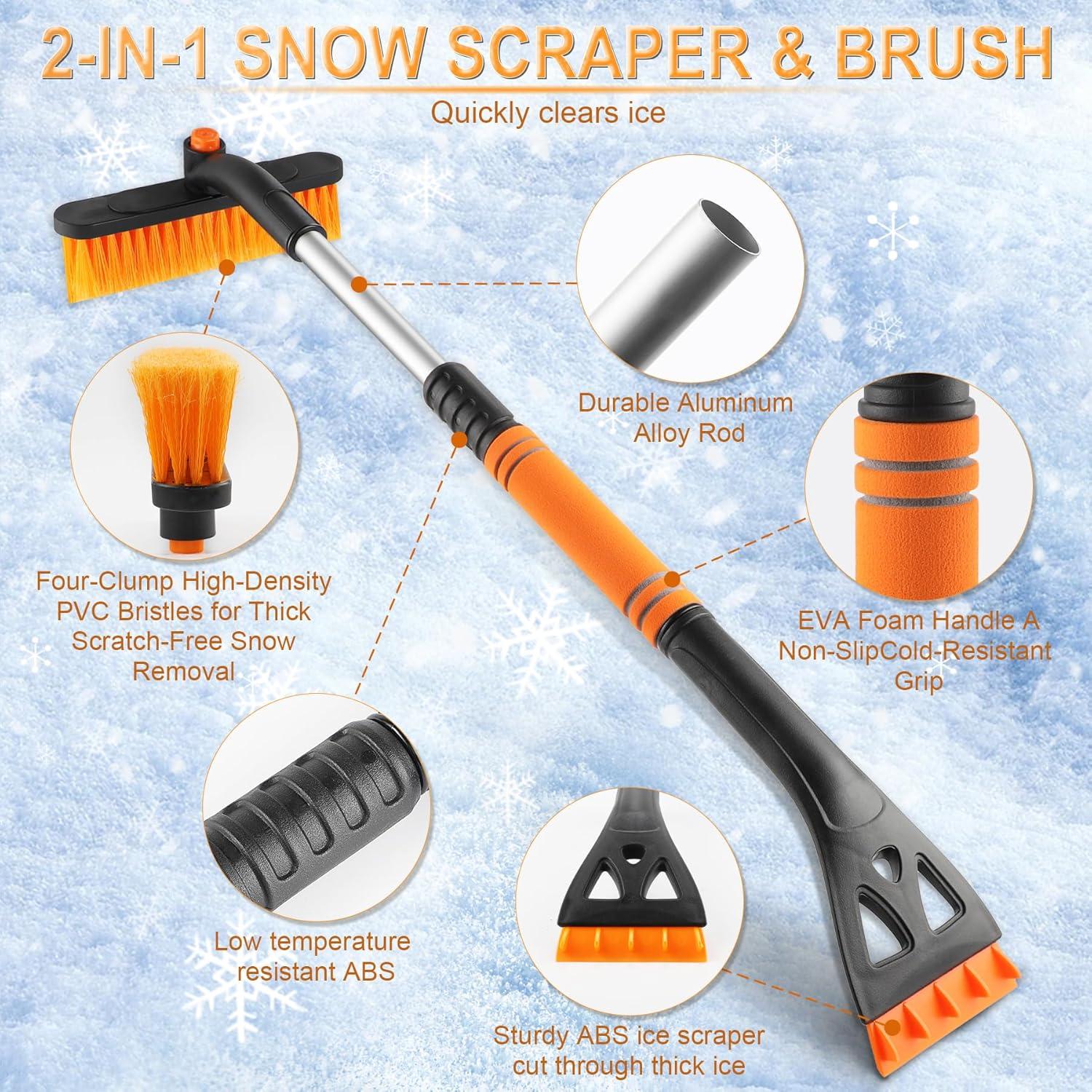 LivTee Raspador de Hielo y Cepillo de Nieve 81 cm Naranja