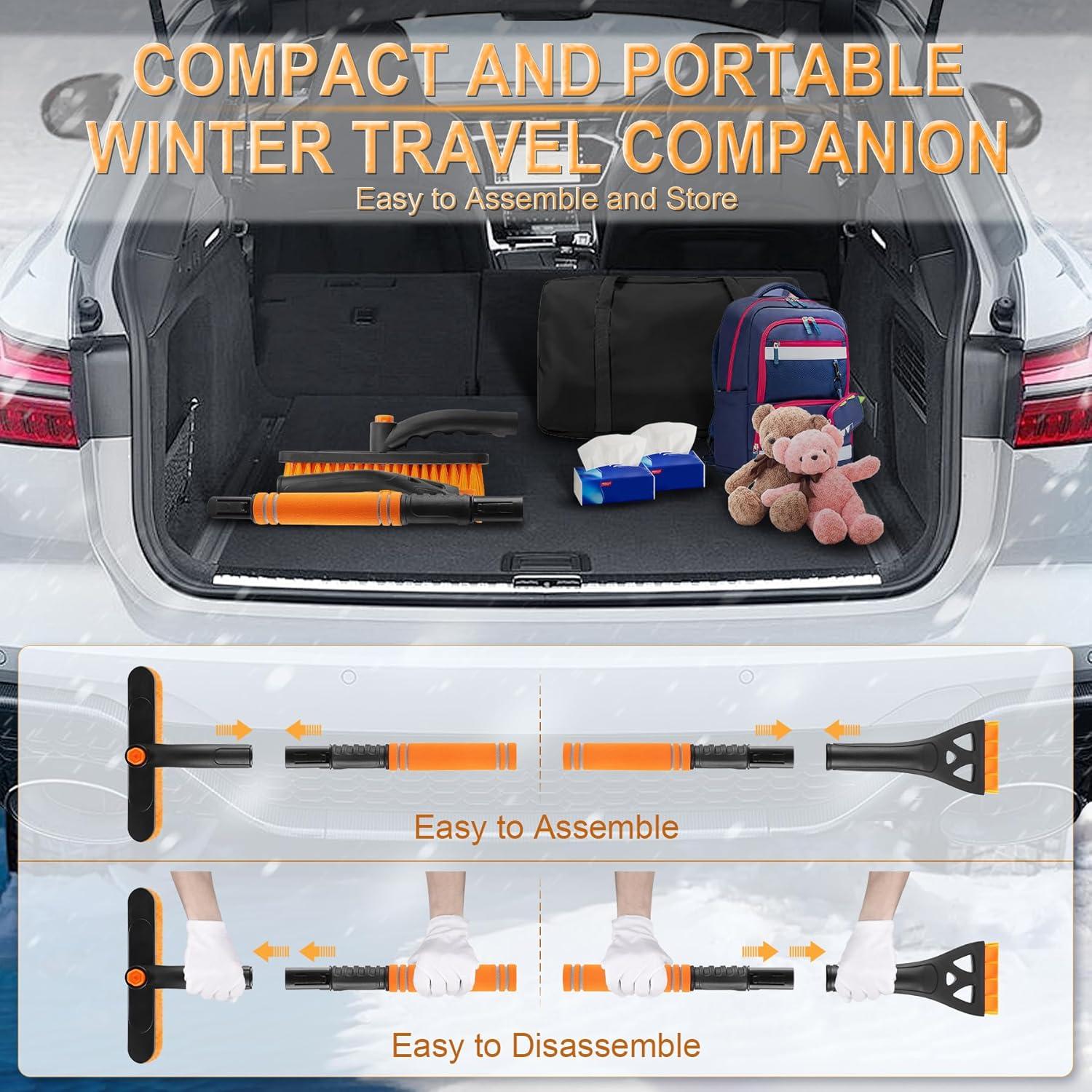 LivTee Raspador de Hielo y Cepillo de Nieve 81 cm Naranja