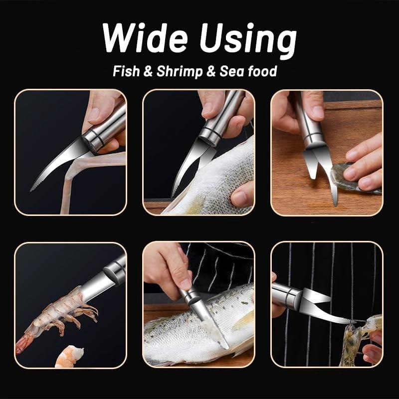 Juego de 2 herramientas de acero inoxidable para limpiar camarones