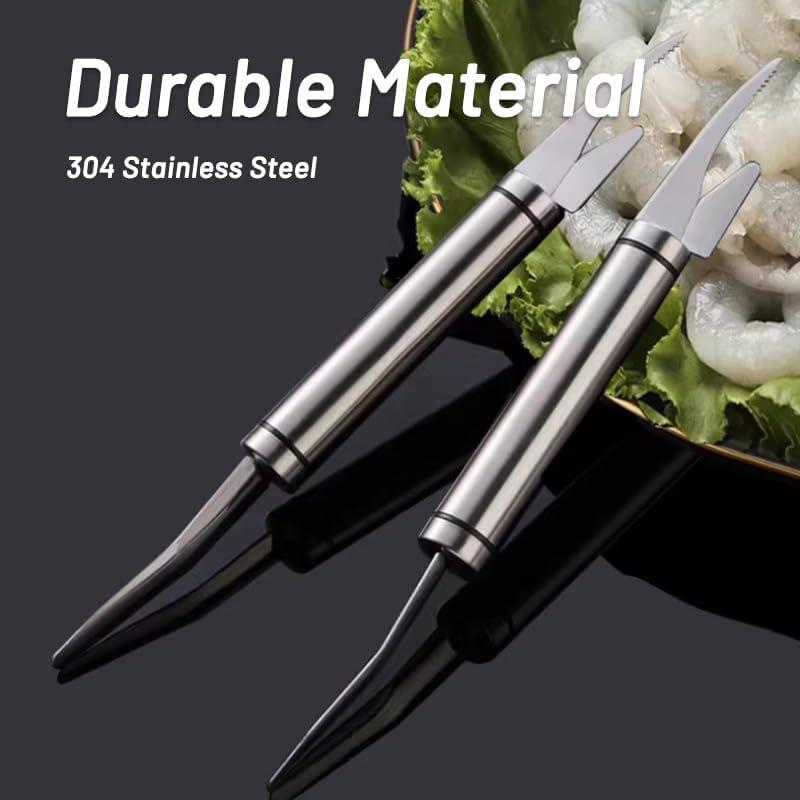 Juego de 2 herramientas de acero inoxidable para limpiar camarones