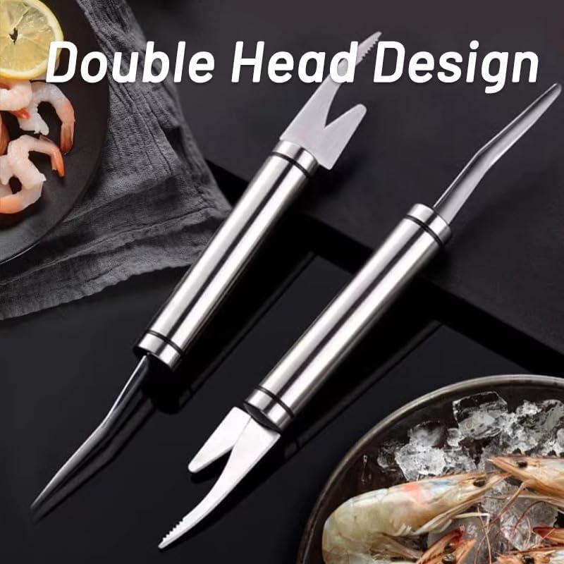Juego de 2 herramientas de acero inoxidable para limpiar camarones
