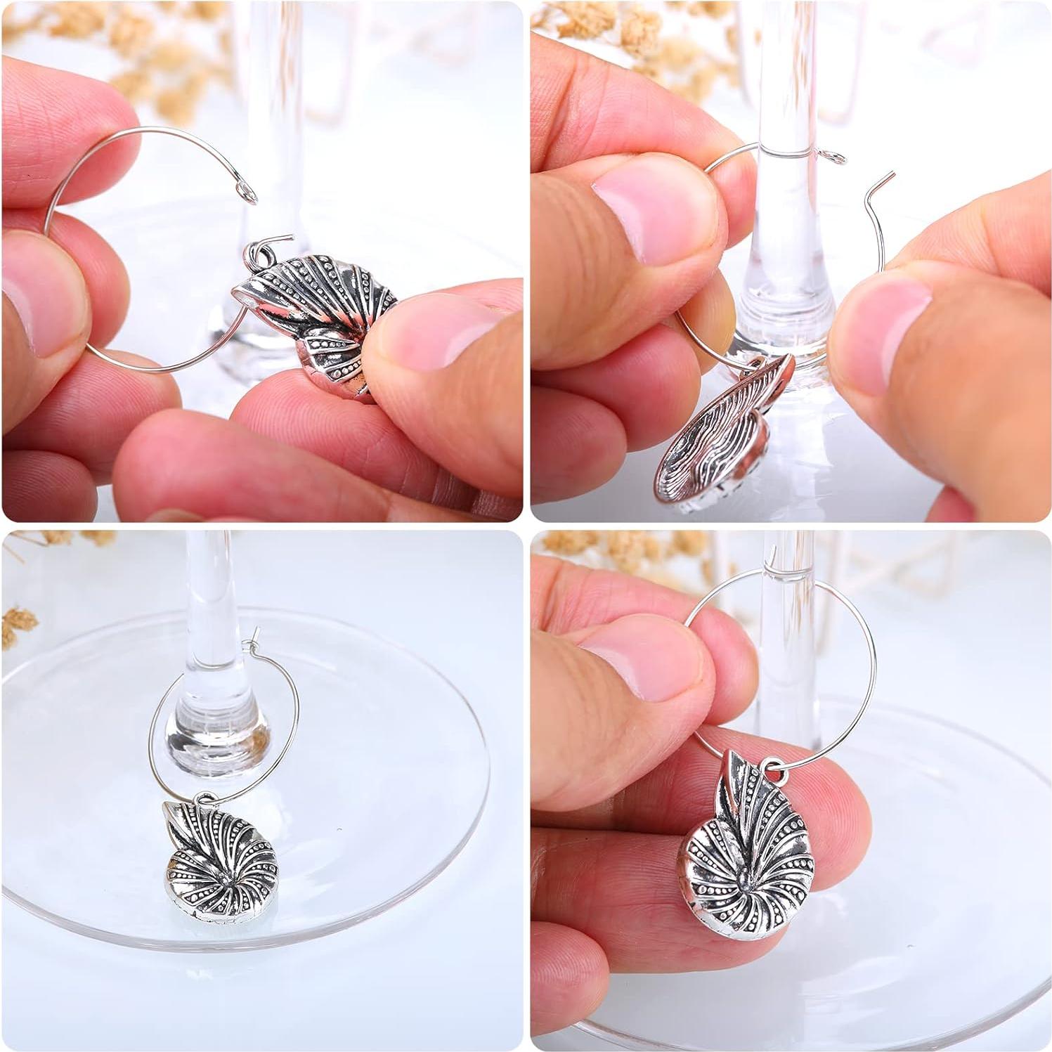 16 Encantos para Copas de Vino - Marcadores de Vidrio Playa