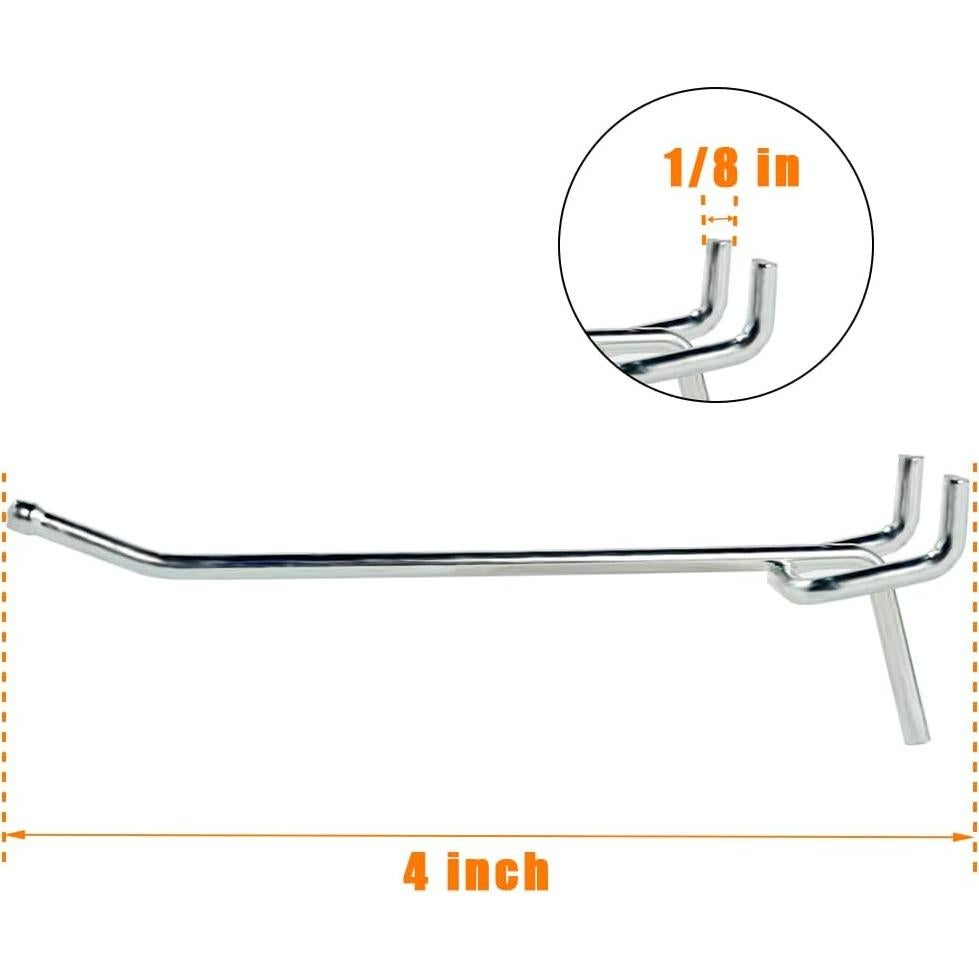 Ganchos de Metal Galvanizado Rawall 4" para Tablero Perforado - Paquete de 50