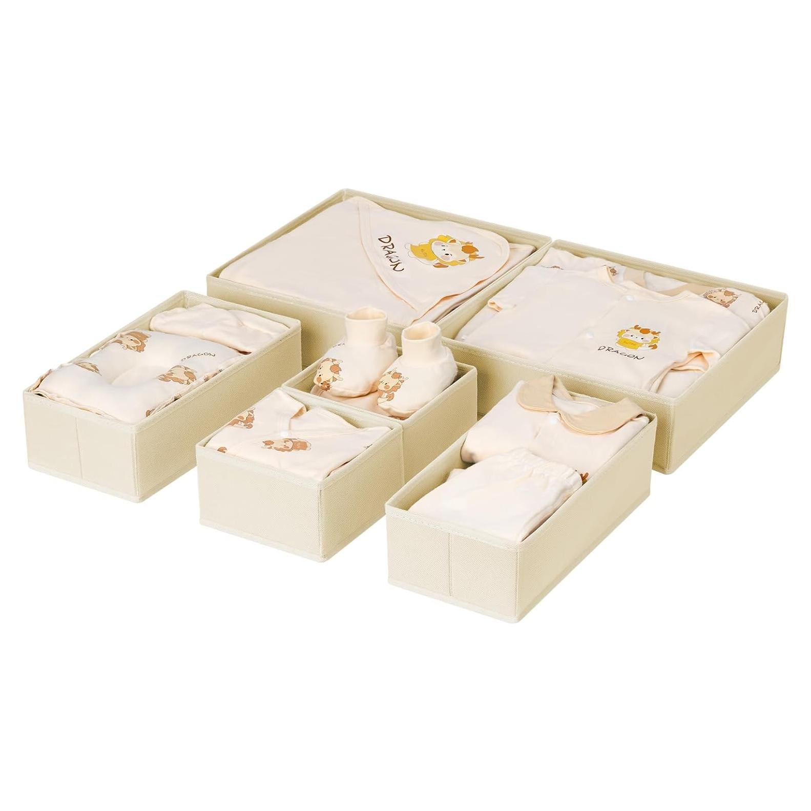 Organizador de Cajones DIMJ 6 Piezas Beige - Tela Plegable