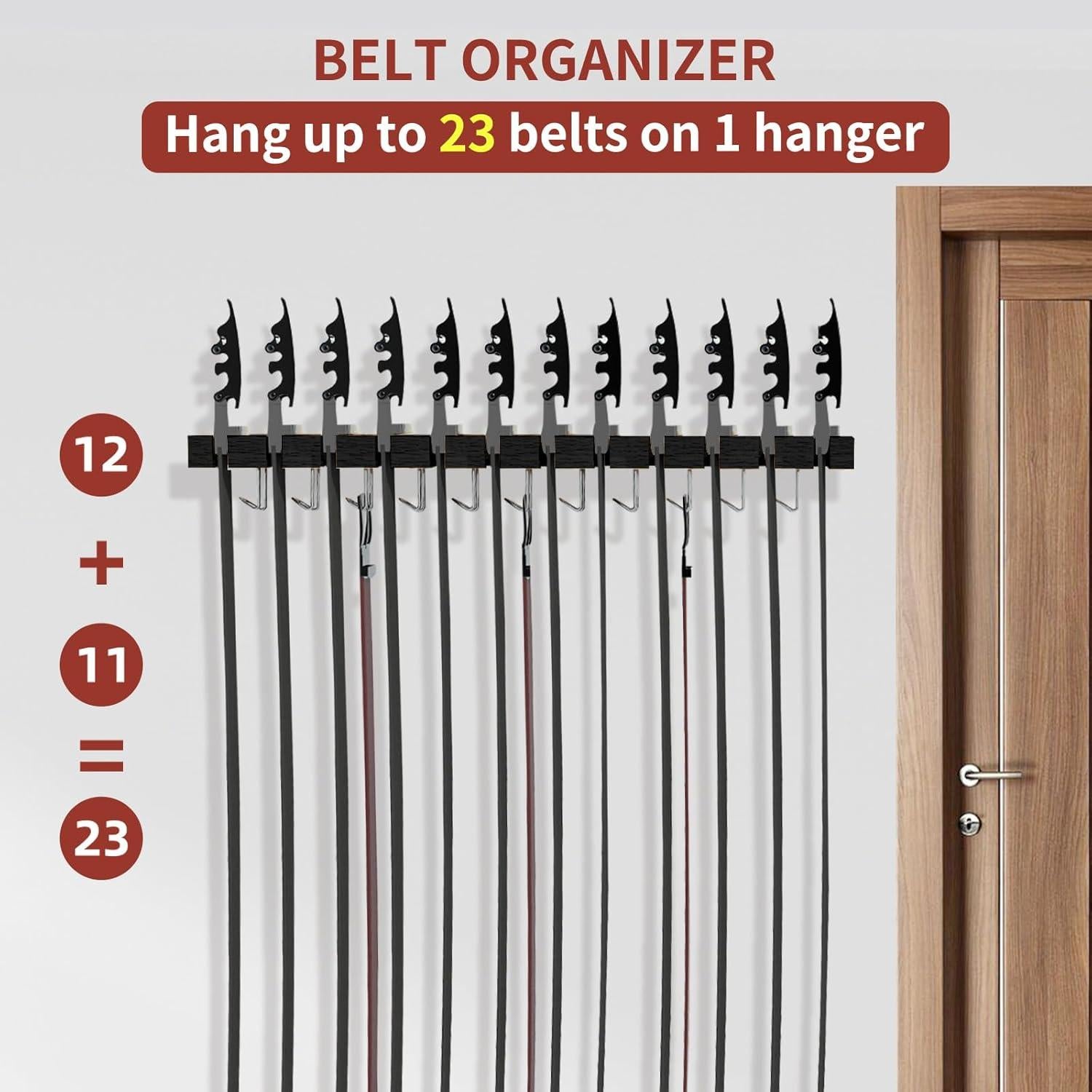 Soporte Organizador de Cinturones Cuipingoo Negro 42 Cinturones