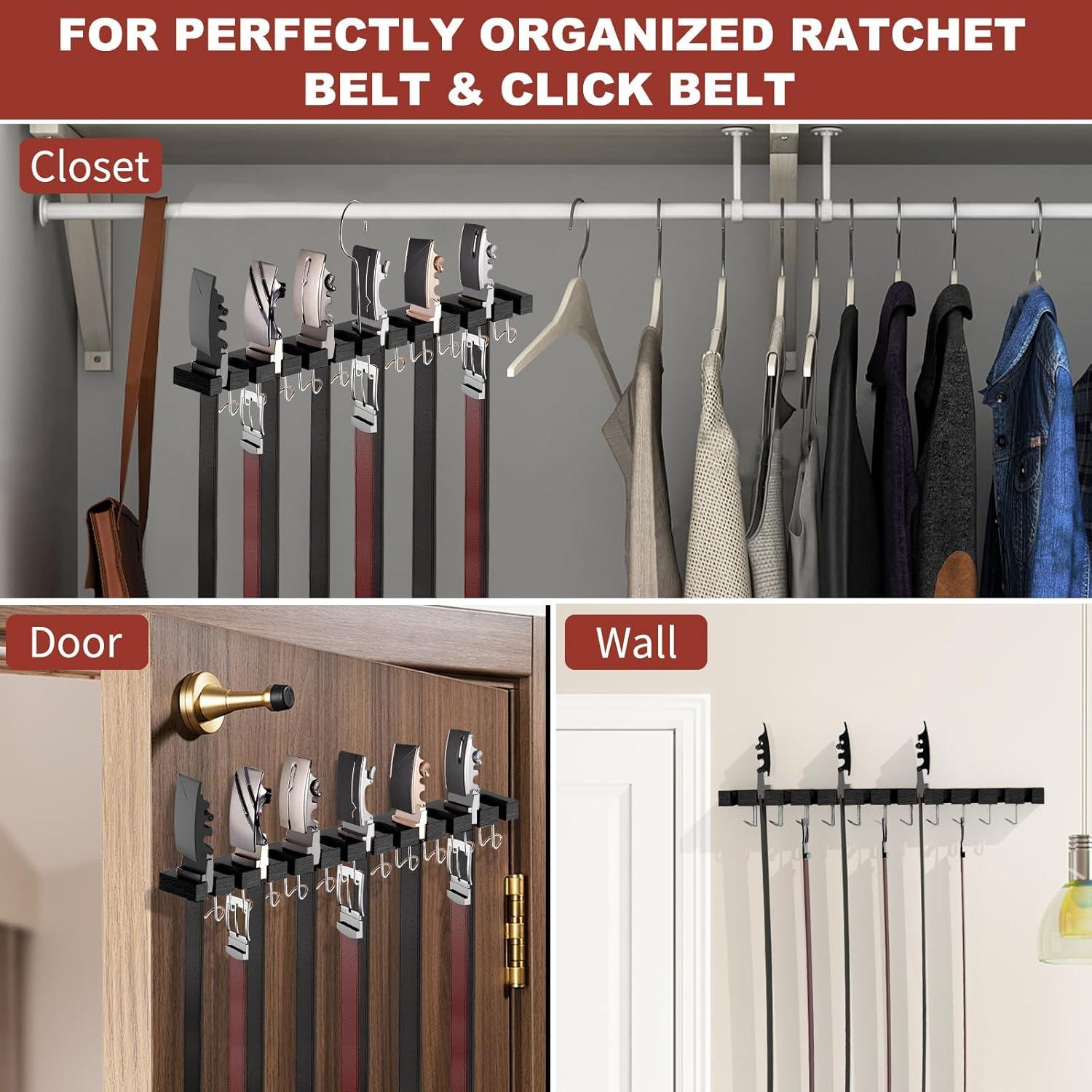 Soporte Organizador de Cinturones Cuipingoo Negro 42 Cinturones