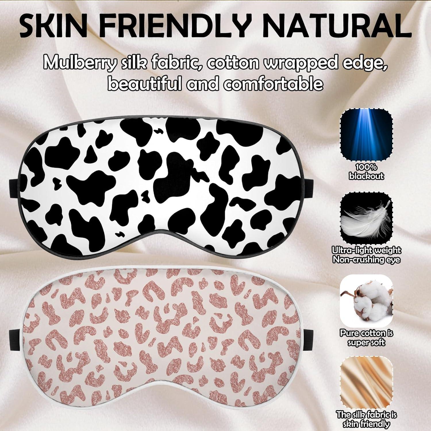 2 PCS Máscaras de Sueño de Seda Suave BHAHB Leopardo