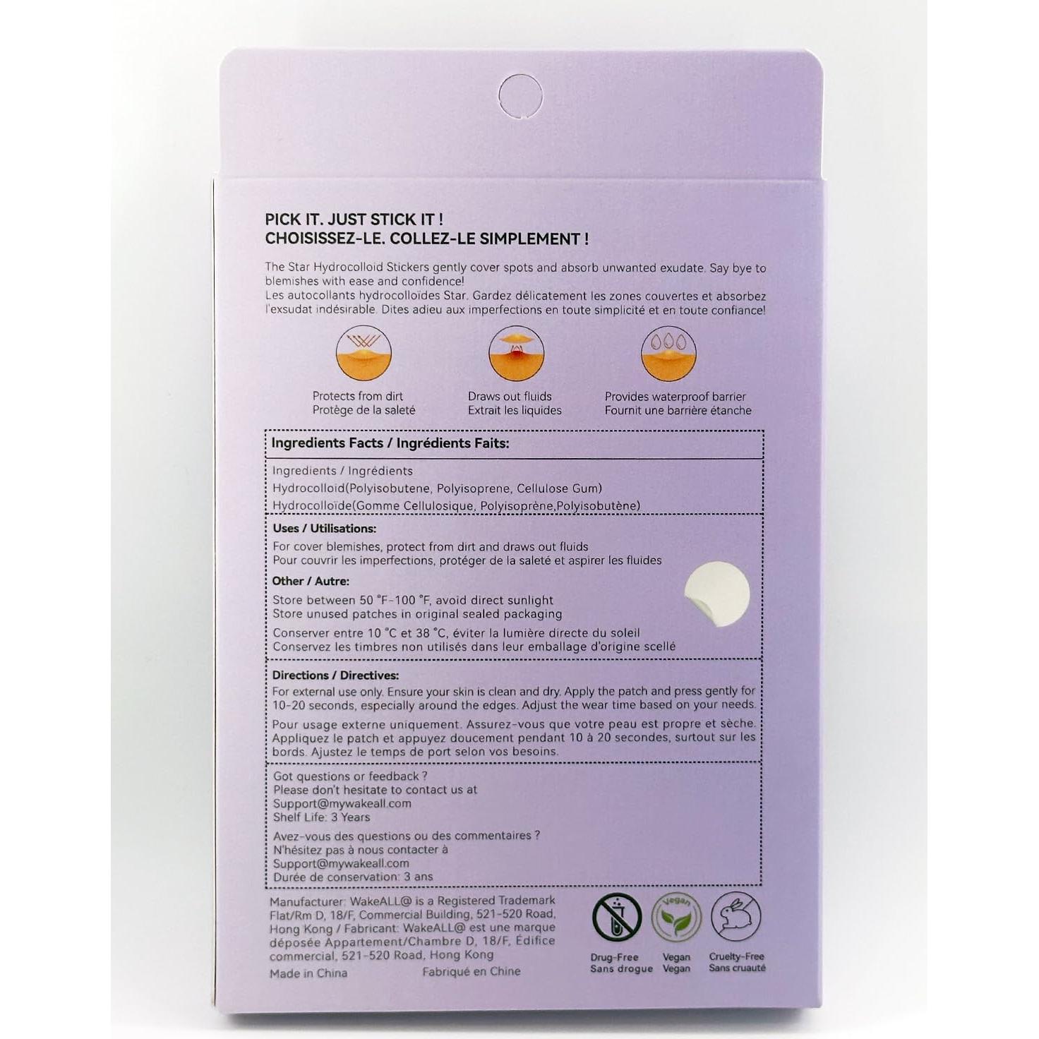 Parches para Granos WakeALL 108 Pcs Hidrocoloides 5 Tamaños