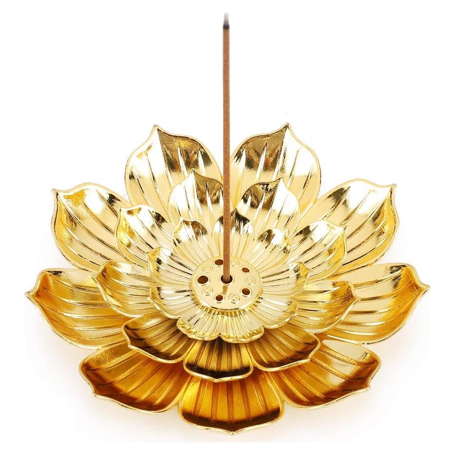 Soporte de Incienso Accmor Loto Dorado 8.6 cm Multifuncional