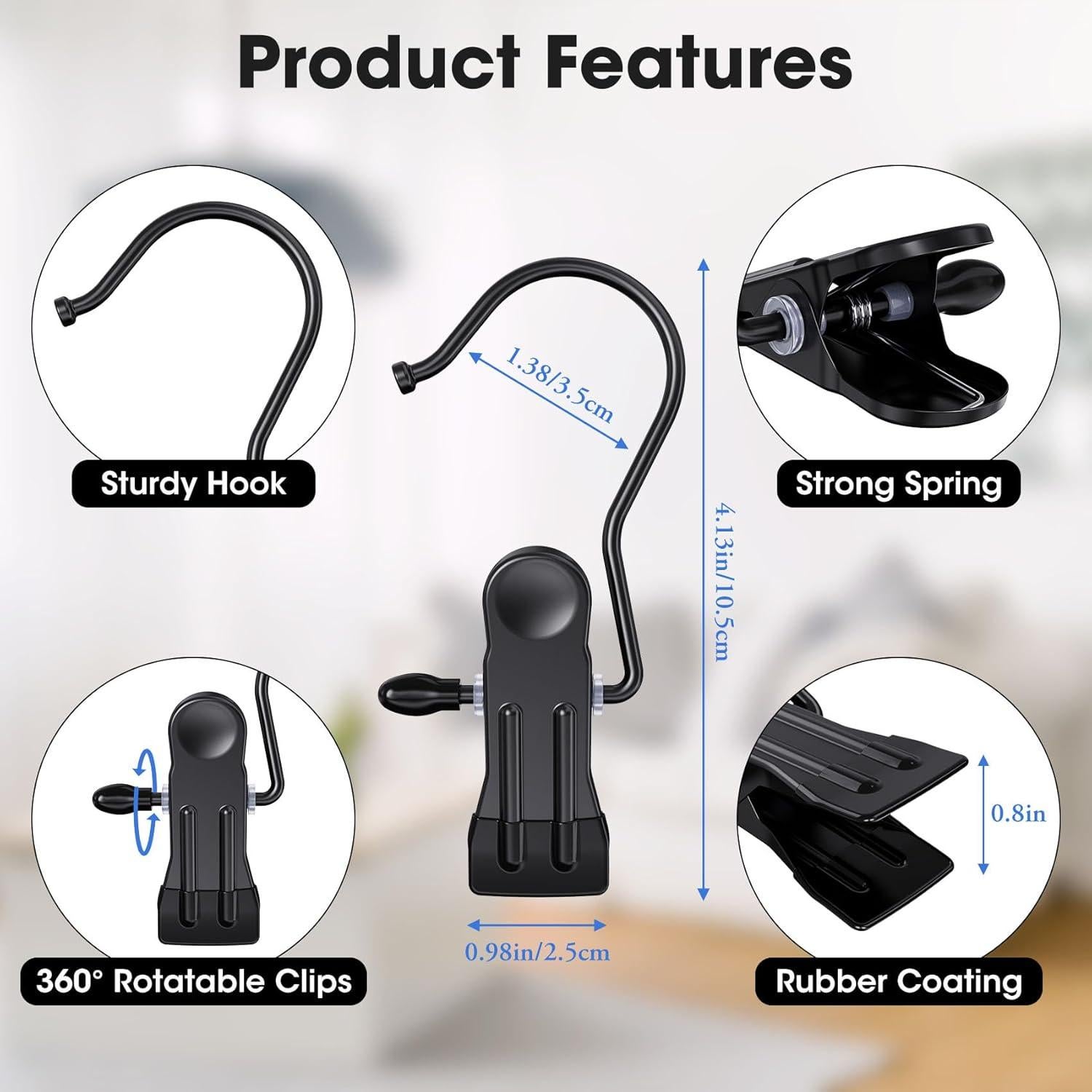 48 Clips para Colgar Botas Besslly - Organizador de Closet Negro