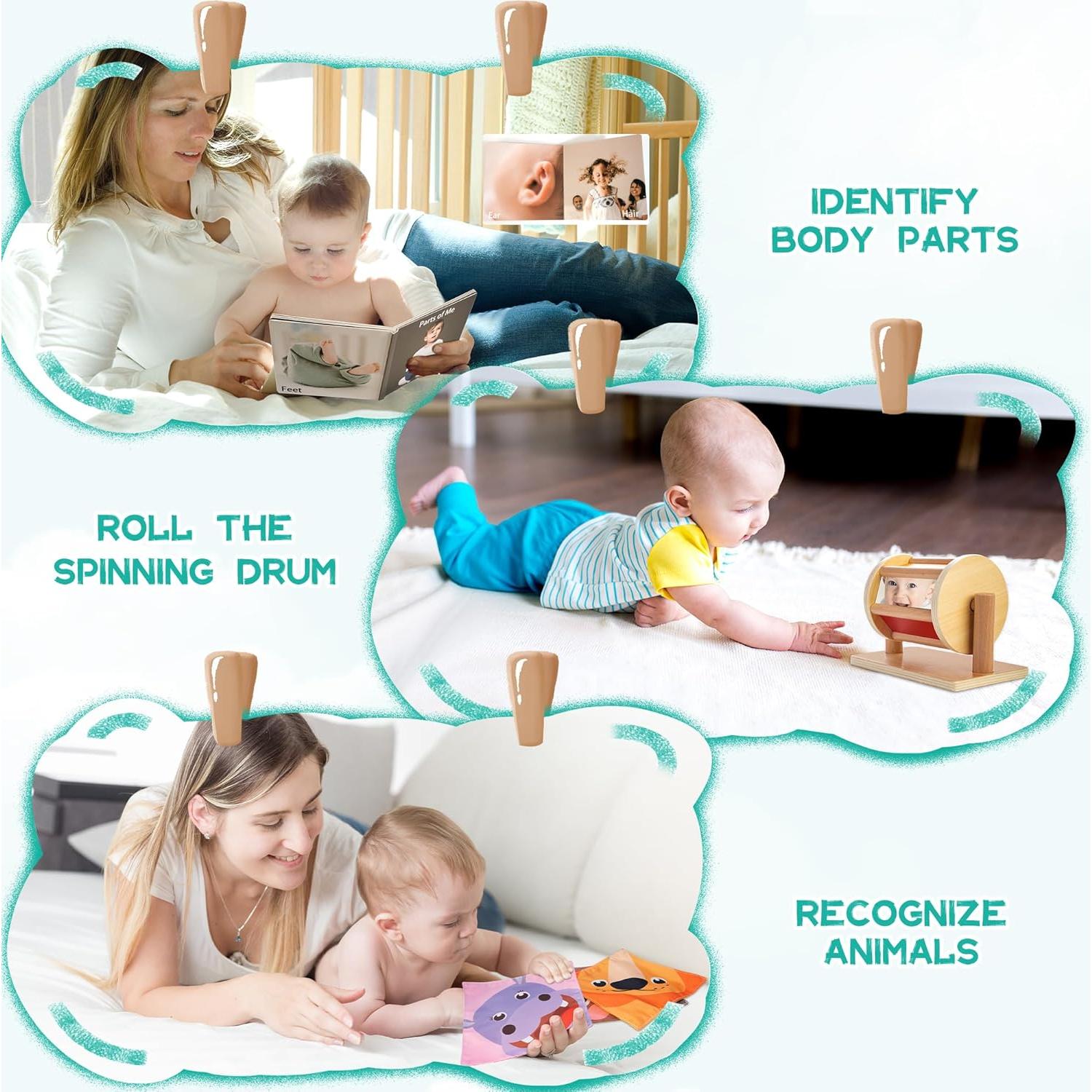 Set Montessori 9 en 1 para Bebés 0-6 Meses - WOODMAM