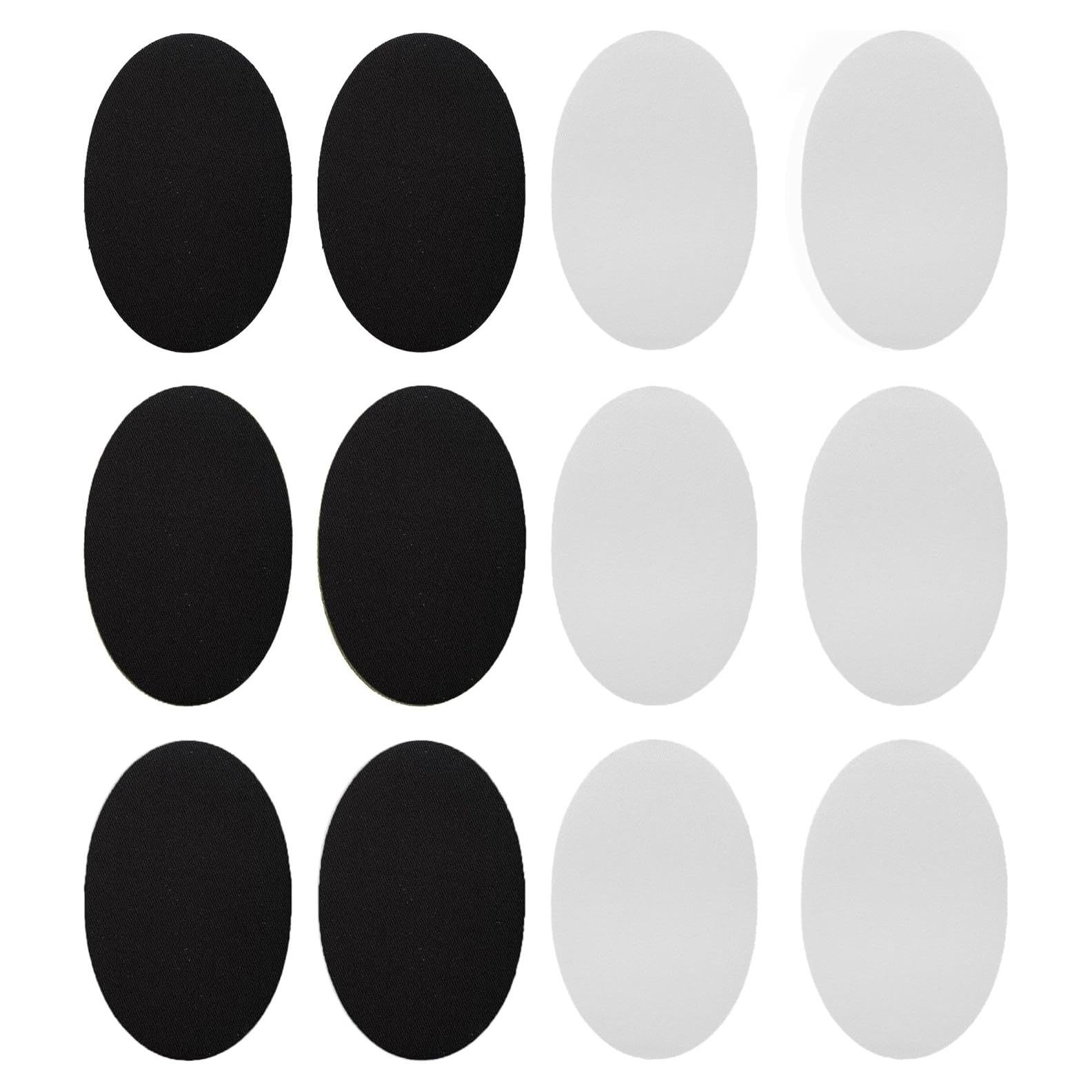 Johnson & Smith Iron On Patches - 12-Piece Iron On Patch for Clothing, Jeans Repair - Adhesive Fabric Patches in Oval Shapes - Easy to Use, No Sewing Needed - Cool Oval Patches – Black and White