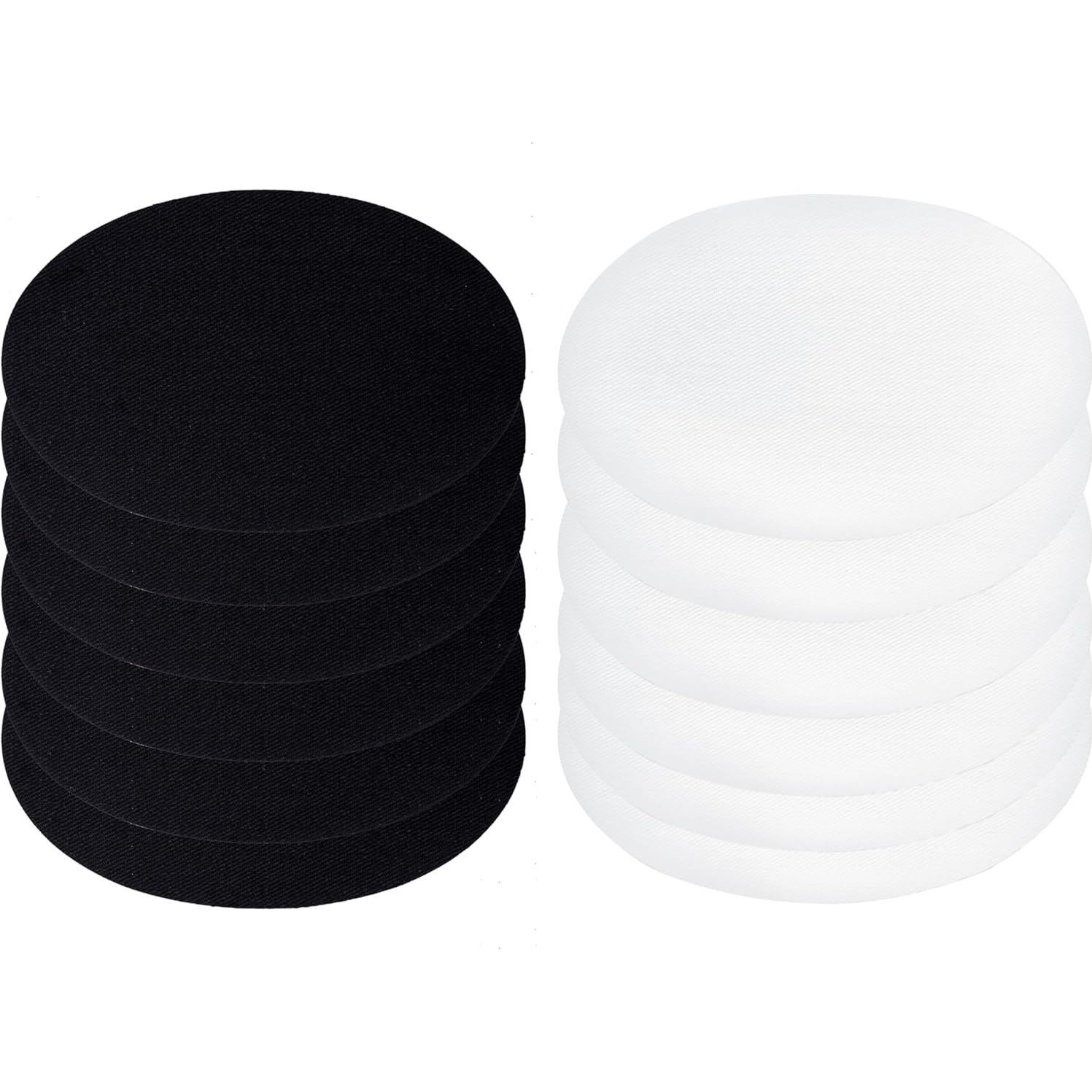 Johnson & Smith Iron On Patches - 12-Piece Iron On Patch for Clothing, Jeans Repair - Adhesive Fabric Patches in Oval Shapes - Easy to Use, No Sewing Needed - Cool Oval Patches – Black and White