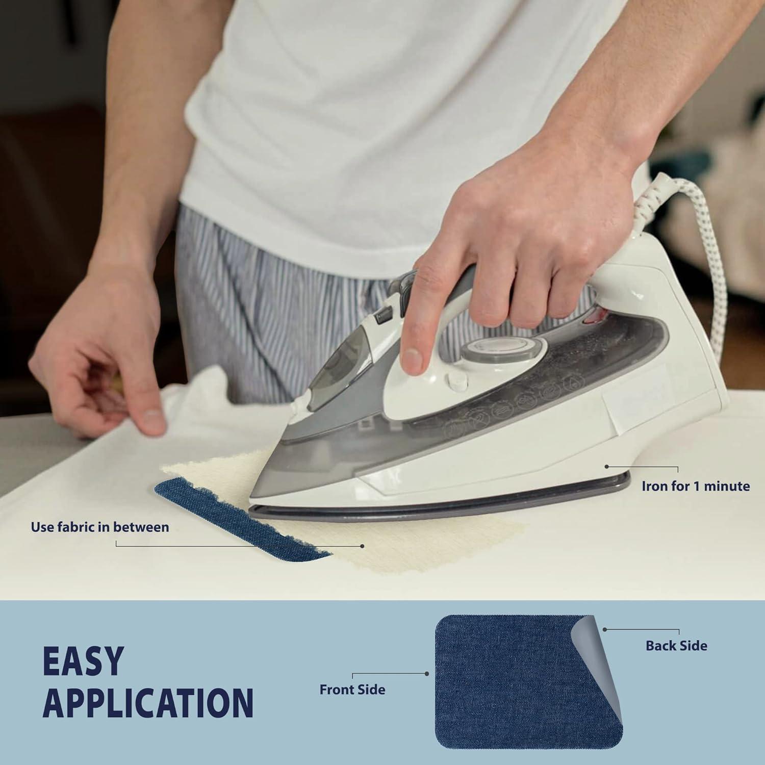 Johnson & Smith Iron On Patches - 12-Piece Iron On Patch for Clothing, Jeans Repair - Adhesive Fabric Patches in Oval Shapes - Easy to Use, No Sewing Needed - Cool Oval Patches – Black and White