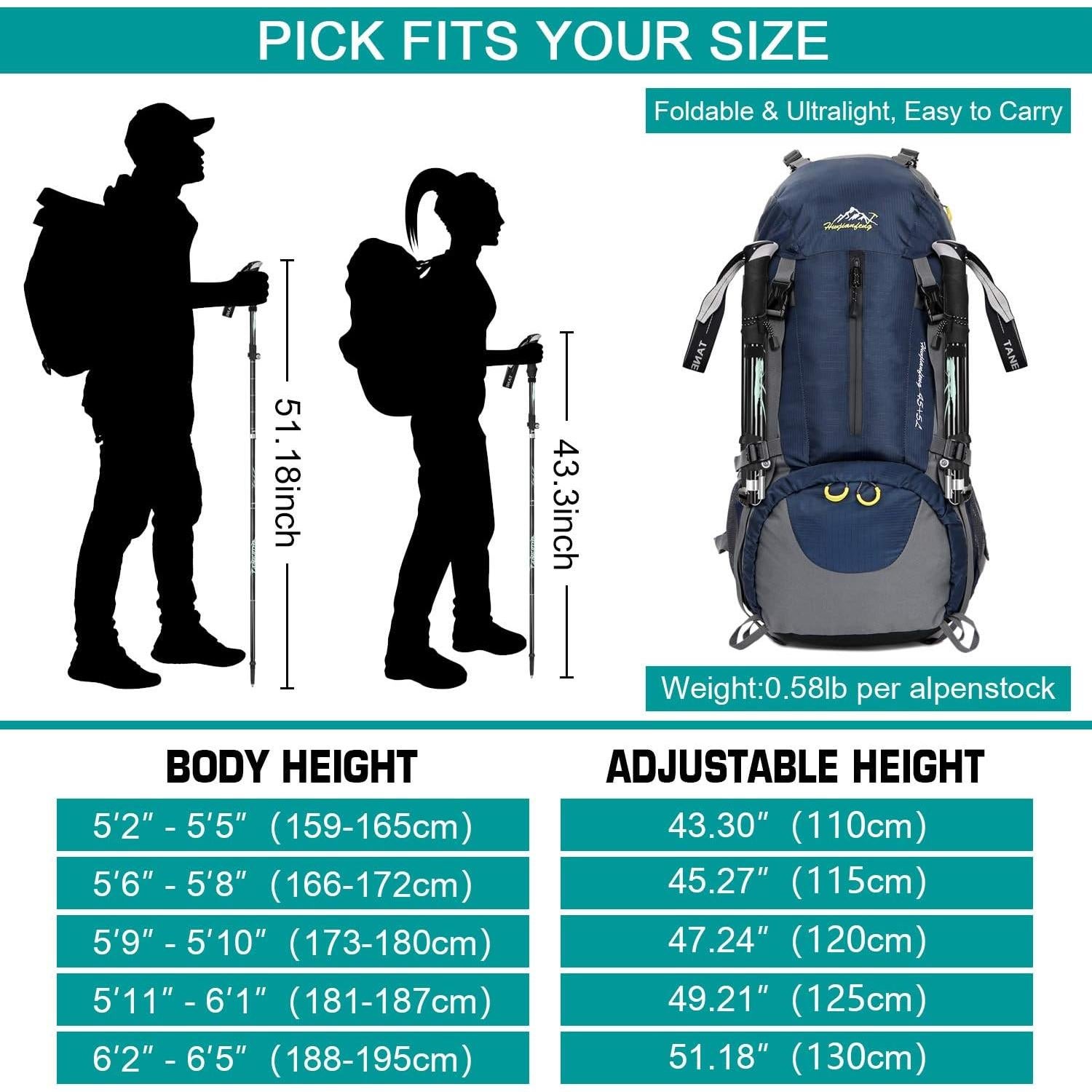 Bastones de Senderismo Plegables Esup de Aluminio 7075 - 2 Piezas