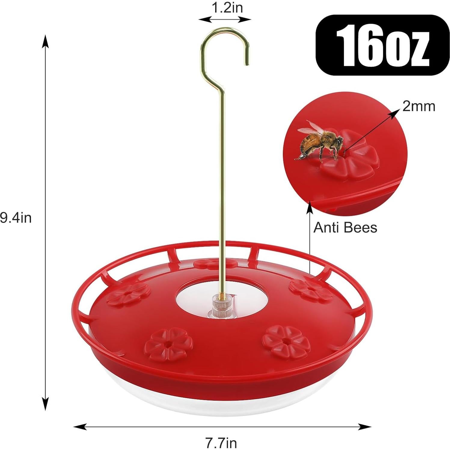 Alimentador de Colibríes Feed Garden 473 ml 5 Puertos Rojo