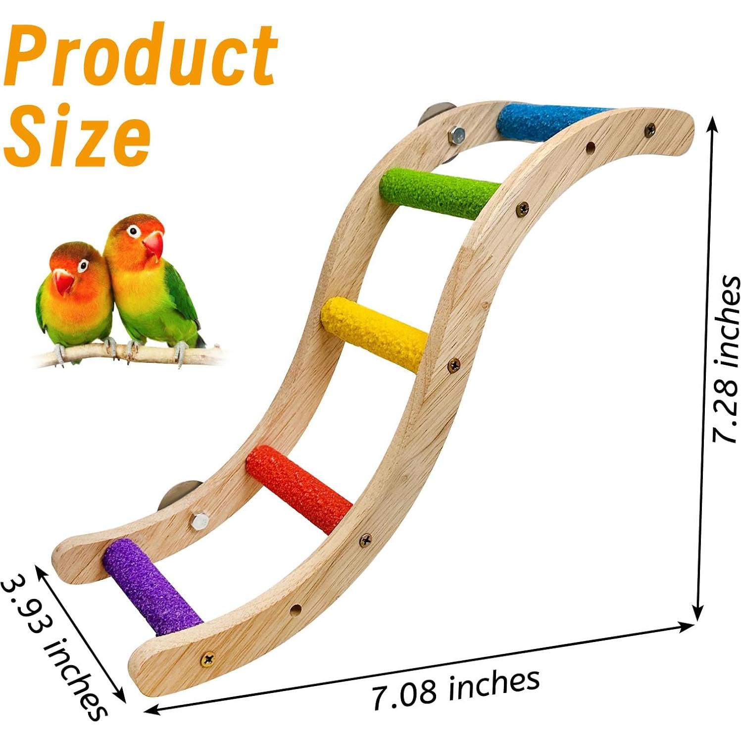 Escalera de Madera Natural Hamiledyi para Aves 18.4x10cm