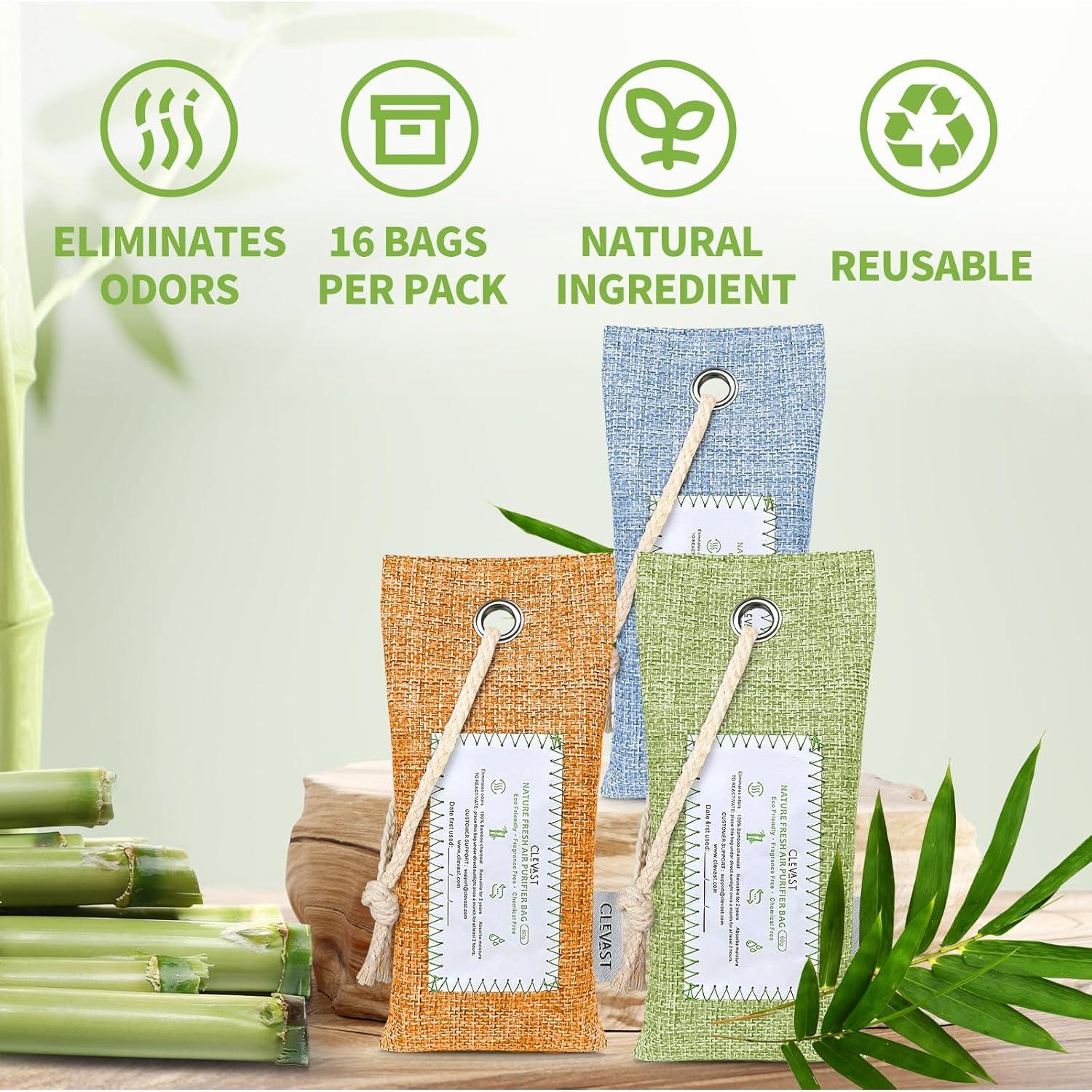 CLEVAST 6 Bolsas de Carbón de Bambú Purificadoras de Aire 60g