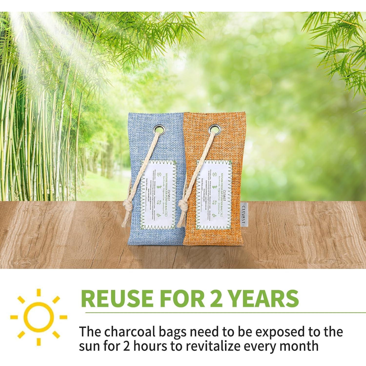 CLEVAST 6 Bolsas de Carbón de Bambú Purificadoras de Aire 60g